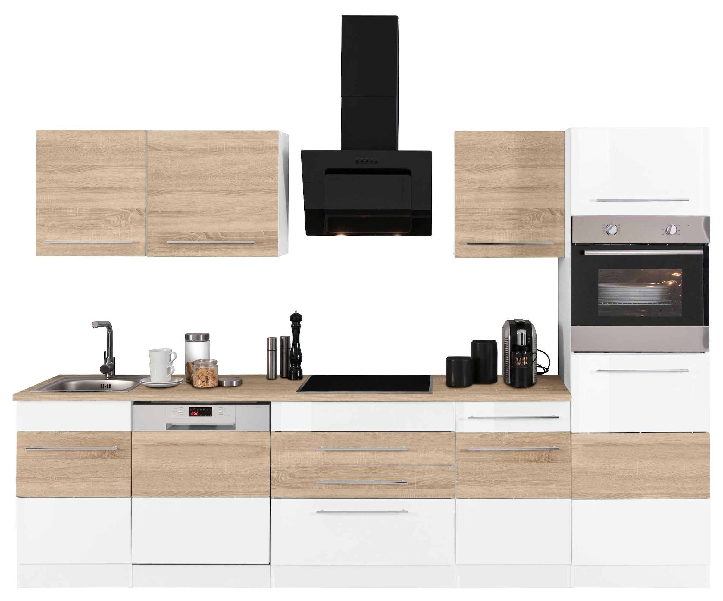 KOCHSTATION Kitchenette »KS-Trient« Largeur 300 cm, avec appareils électriques en option, avec plan de travail