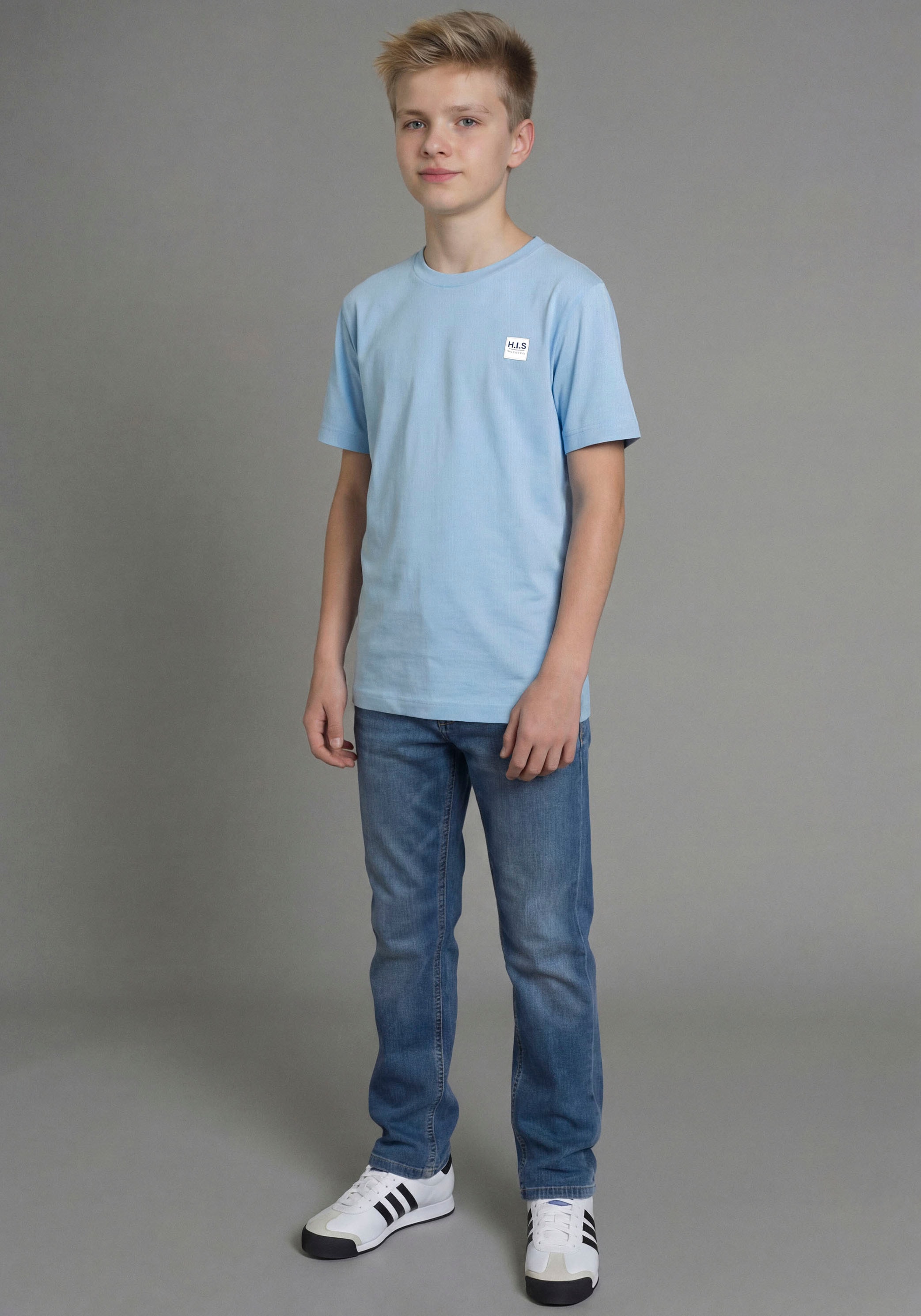 H.I.S T-shirt »2er Pack Shirts mit HIS-Logos für Jungen« Packung, 2,  modischer Stil, Kurzarm, mit Logodruck, aus Baumwolle, für Jungen