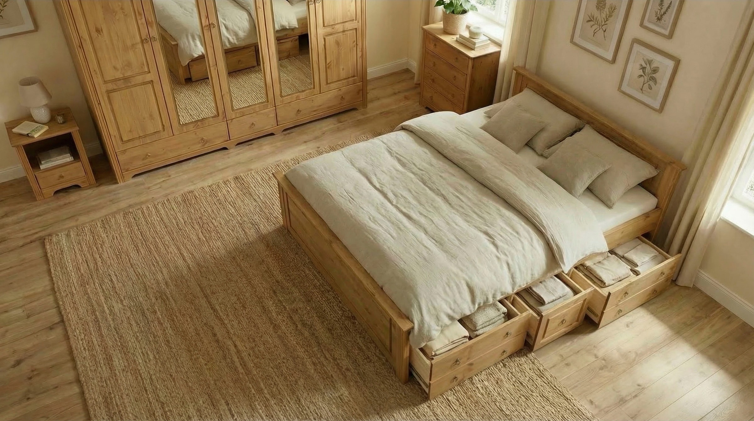 GOODproduct Massivholzbett »Hugo, hohe Belastbarkeit! FSC® zertifiziertes Massivholz, Landhausstil« Breite/Belastbarkeit 180cm/200KG, 140cm/180KG,  Stauraumbett aus massiver Kiefer