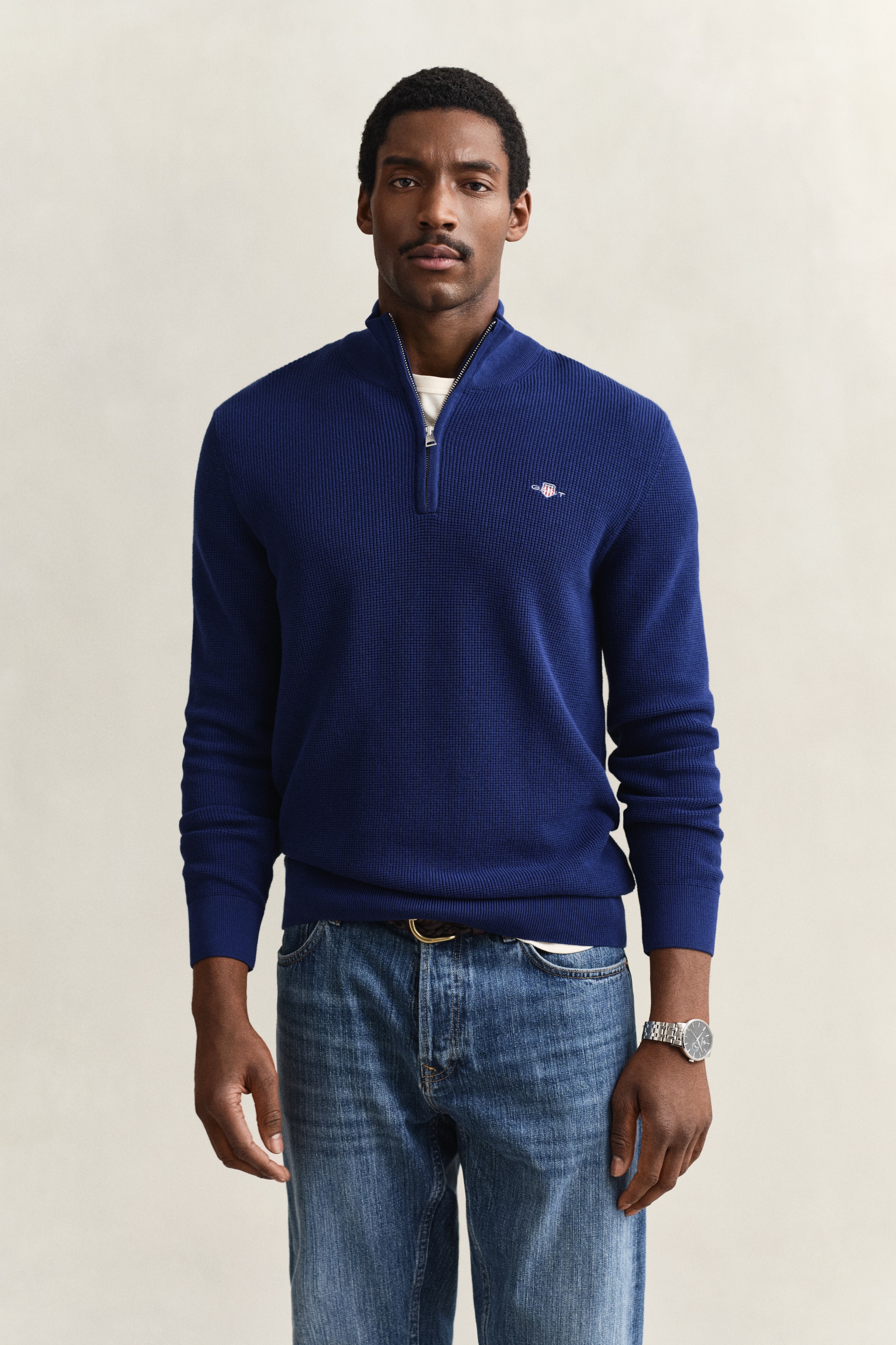 Gant Troyer »MICRO TEXTURED COTTON HALF ZIP« Regular fit avec col Troyer
