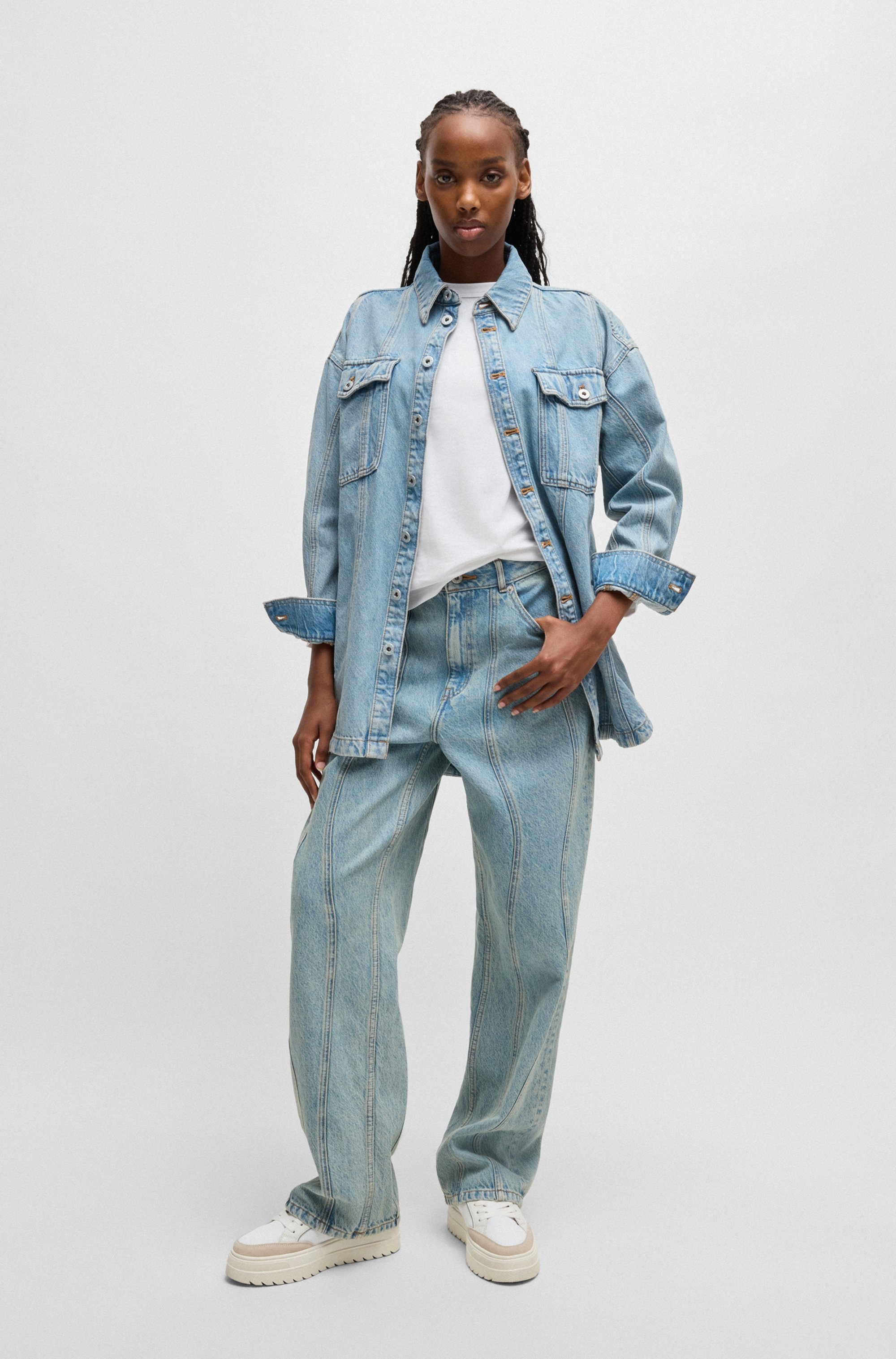 HUGO Blue T-shirt à manches longues »Daliria« mit Label-Badge mit HAPPY HUGO Logo