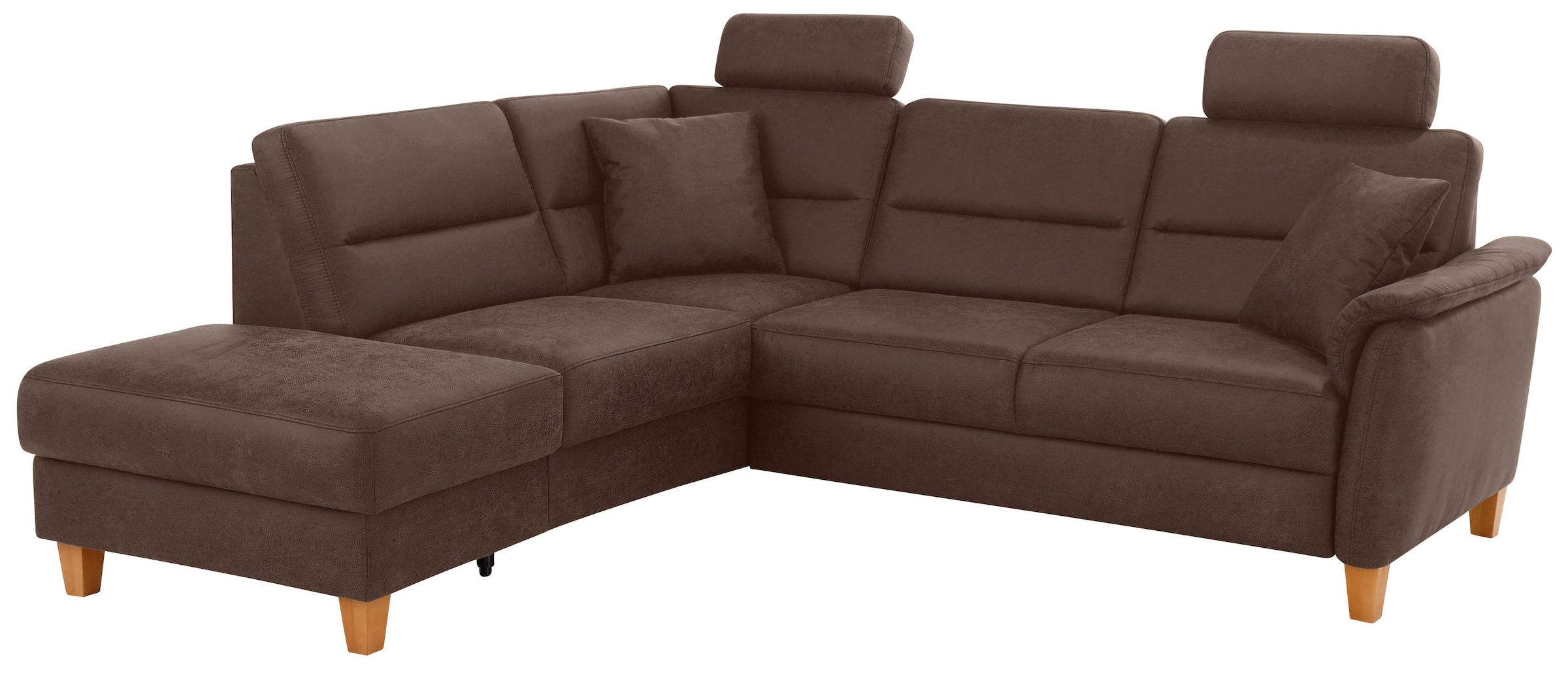 Home affaire Canapé d'angle »Palmera, L-Form, B: 236 cm, Bettfunktion & Bettkasten wählbar« Rembourrage à ressorts, hauteur d'assise 48 cm, fait main, design élégant