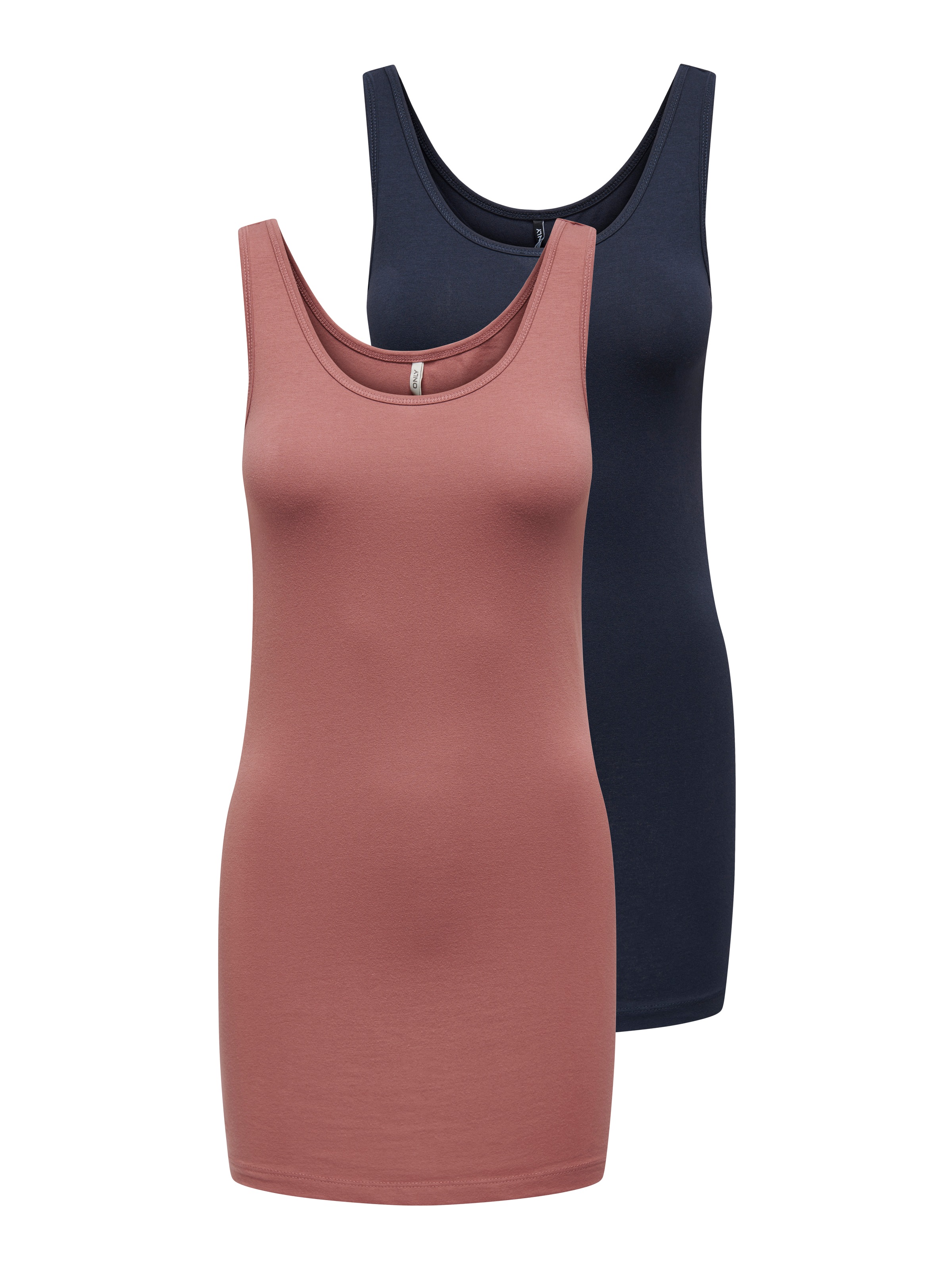 ONLY Débardeur »ONLLIVE – Slim-Fit Tanktops mit Stretch für optimalen Sitz« Paquet, pack de 2, 2 cuis coupe slim, décontracté, jersey, mélange coton, col rond