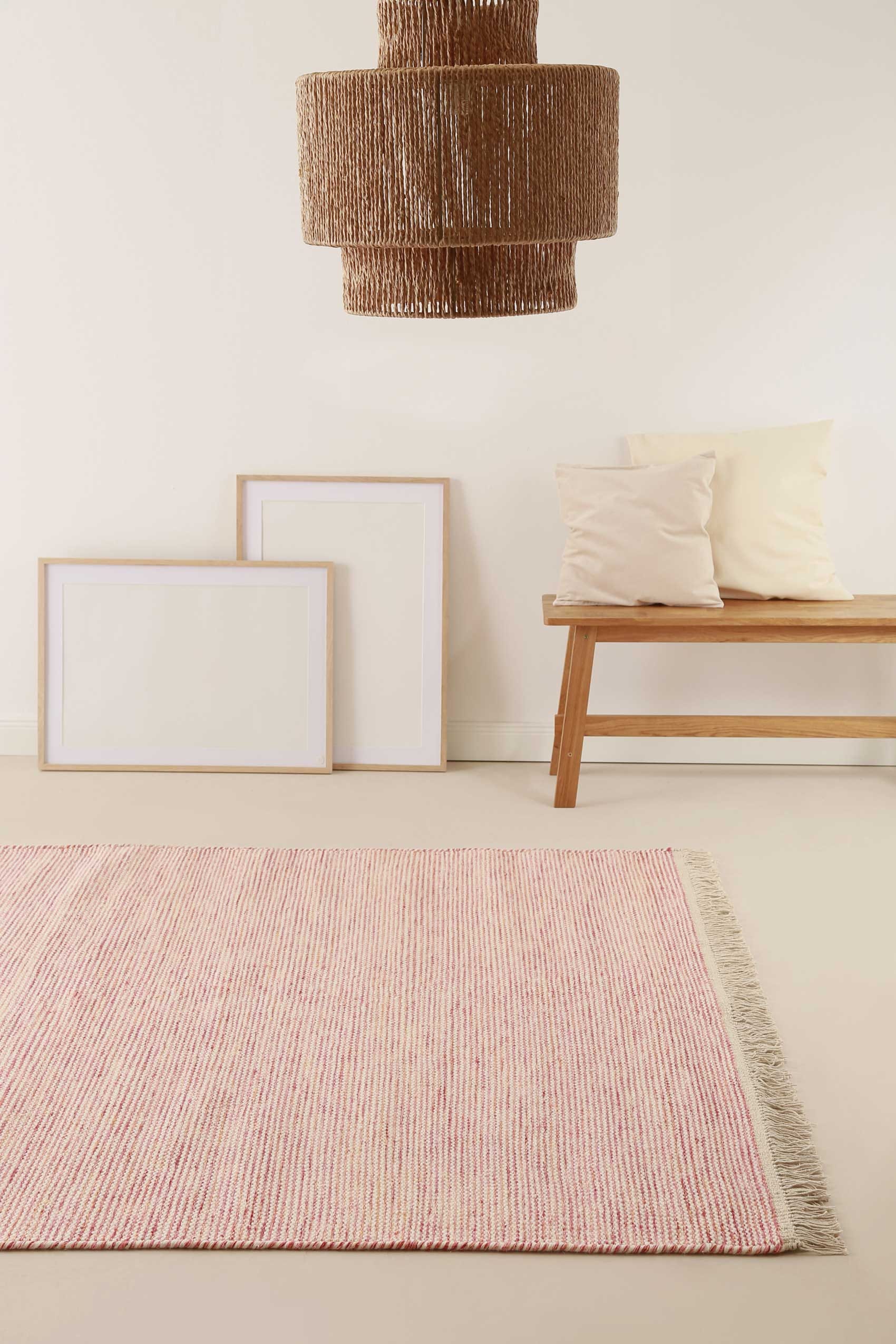 Green Looop Teppich »Amélie« rechteckig 6 mm Höhe Wollteppich, handgewebt, kurzflor, gestreift, natürlich, geometrisch