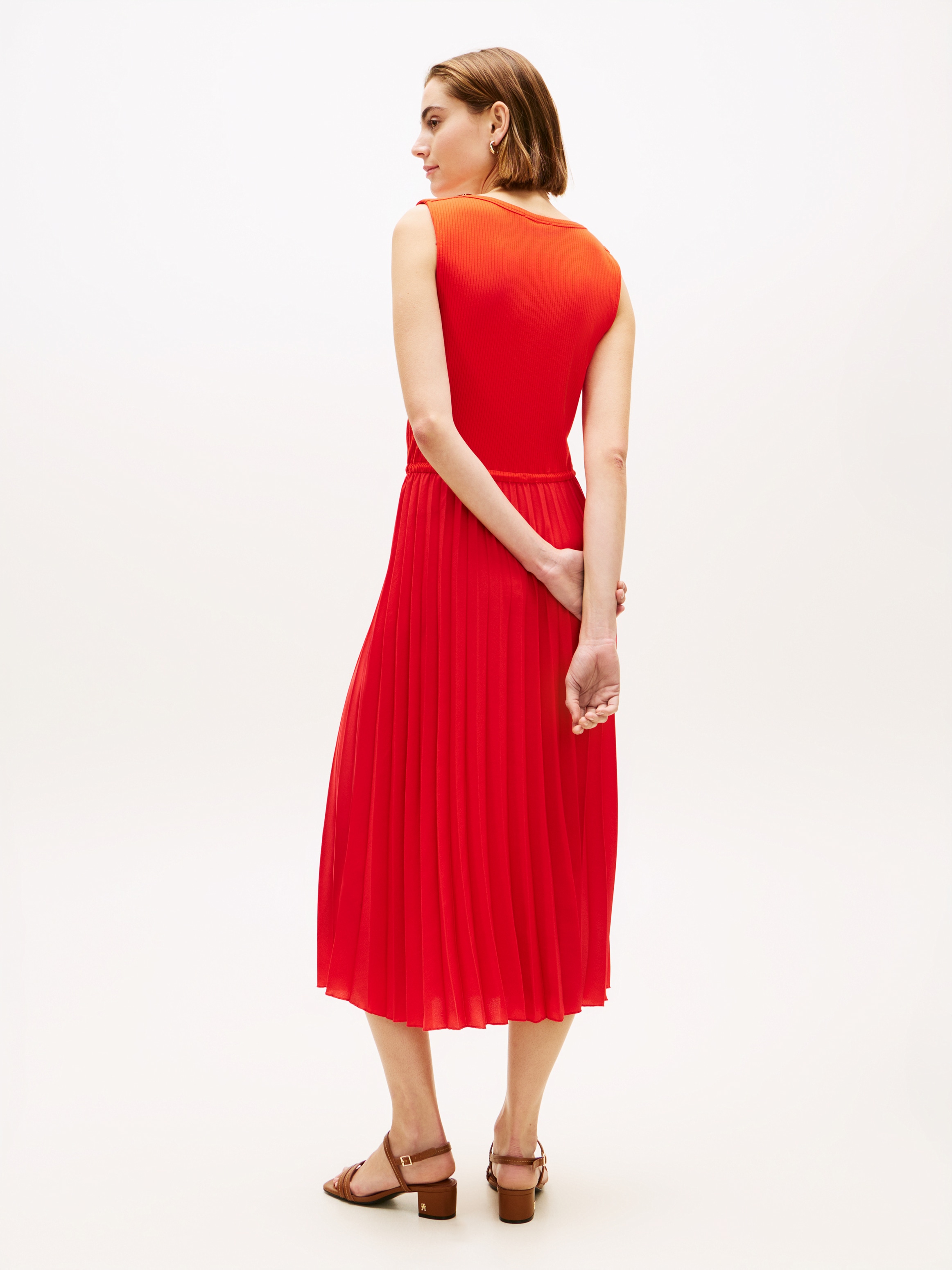 Tommy Hilfiger Strickkleid »5X2 SLASH-NK MIX MEDIA DRS« Ohne Taschen mit feinen Rippen