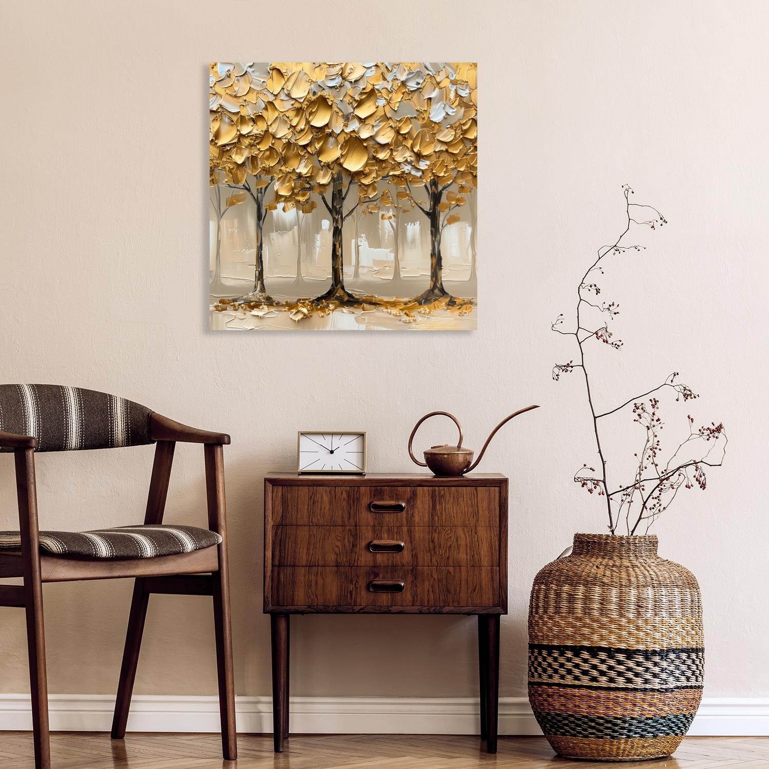 queence Tableau en verre acrylique »Goldener Wald« Abstrait | Abstrait | Arbre | Art | Feuilles | Formes | Images d'arbres | Images de feuilles | Images de plantes | Plantes | Tableau 1 cuis tlg. Impression artistique HD premium de qualité galerie