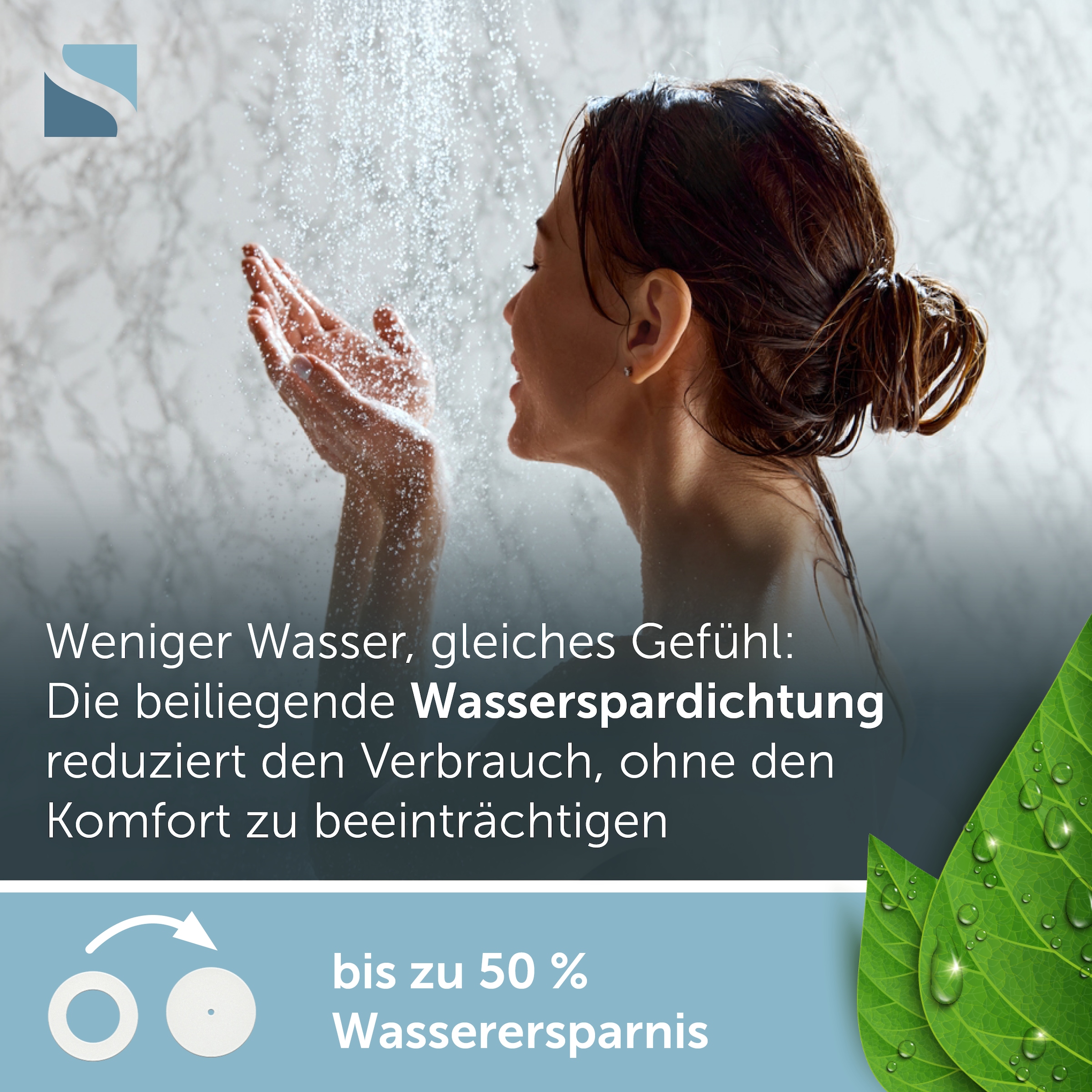 Schütte Handbrause LED Wellness Duschkopf, 3 Strahlarten, Duschbrause mit 7 Farbvarianten