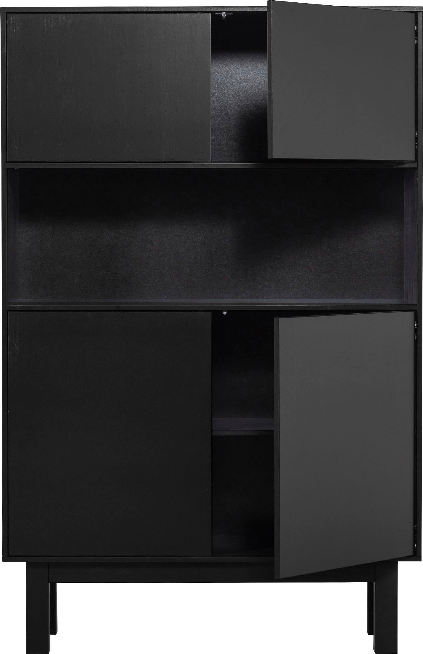 WOOOD Buffet »Finca FSC®-Kiefernholz mit Druckmechanismus, H 170 x B 110 x T 40 cm« Tragkraft 10 kg pro Boden, offenes Mittelfach, sichtbare maserung