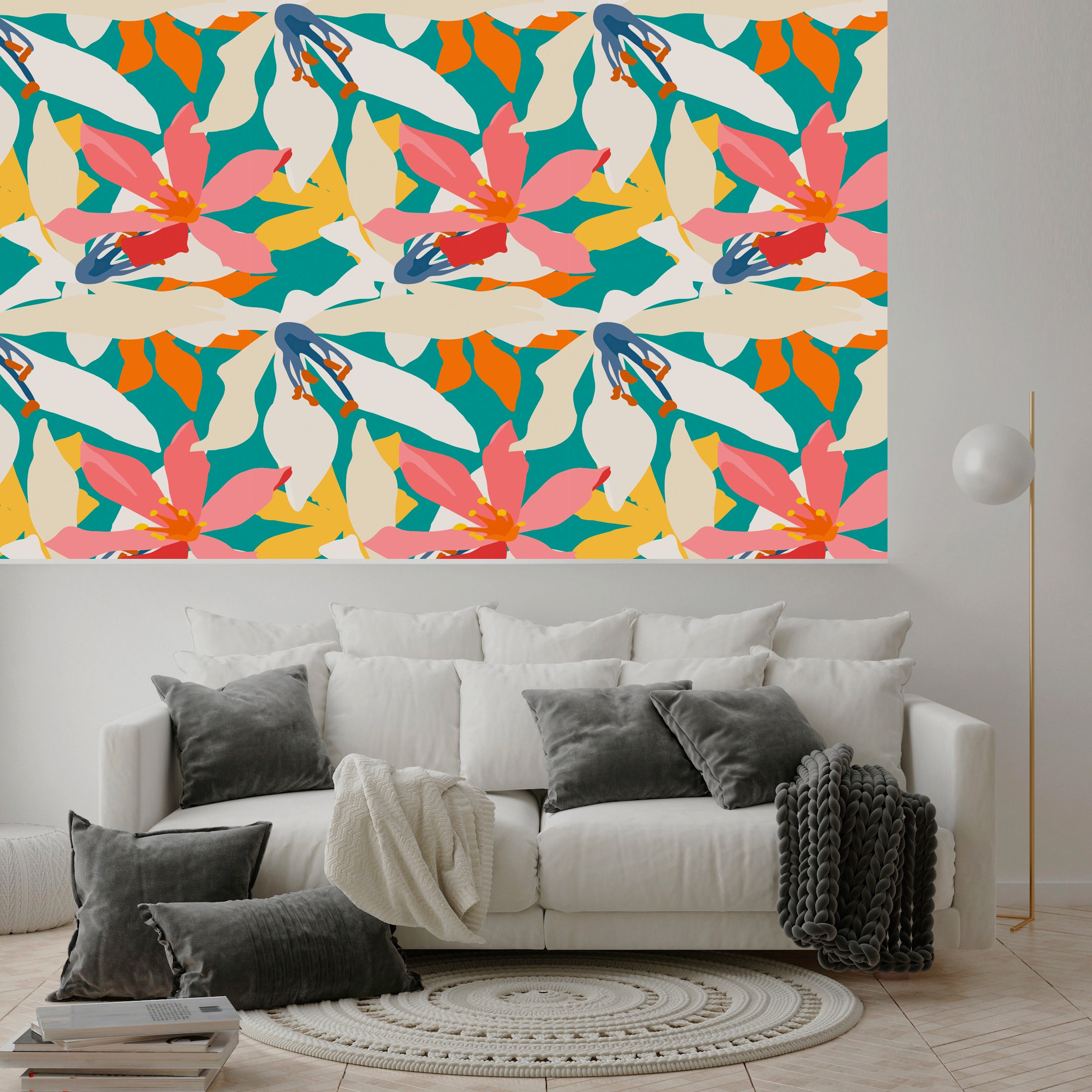queence Papier peint vinyle »Davina« Motif | botanique | floral | imprimé | naturellement | à motifs lisse 90x250cm, autocollant, pose très facile, sticker