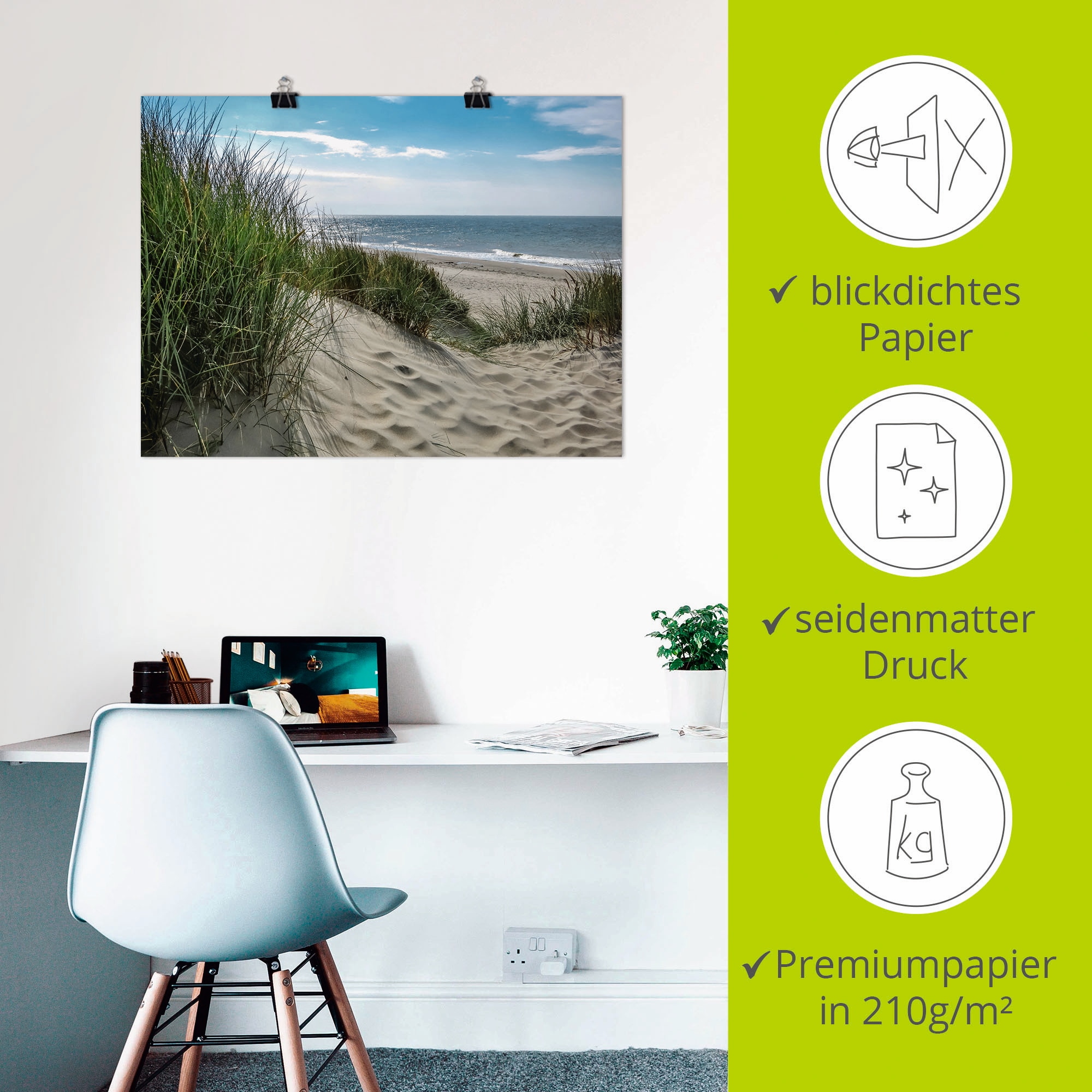 Artland Wandbild »Dünenlandschaft im Sommer an der Nordsee« Strand 1 Stk. tlg. als Leinwandbild, Poster in verschied. Grössen