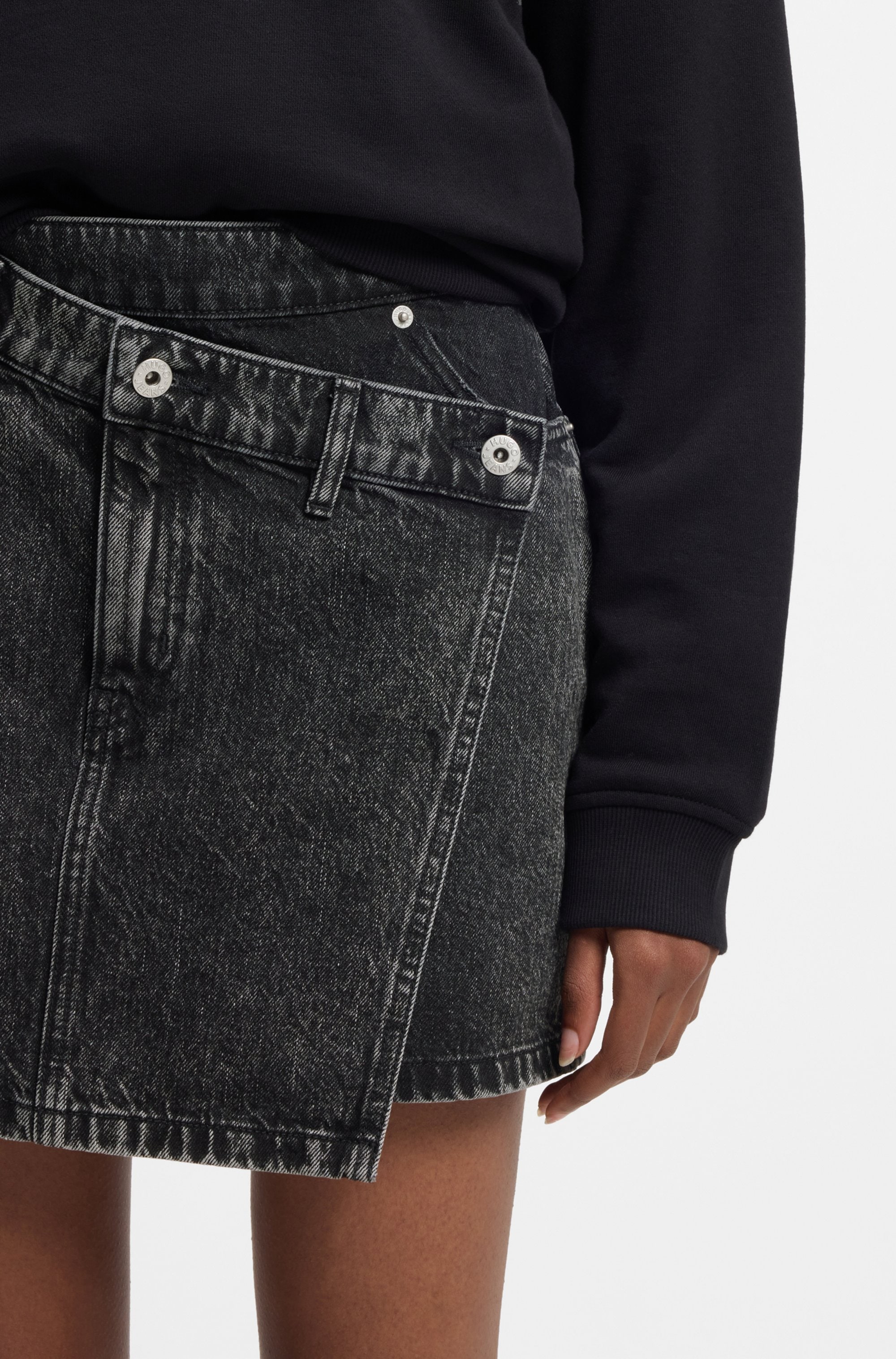 HUGO Blue Jupe en jean »Galaxy« mit asymmetrischem Bund, Mini-Länge