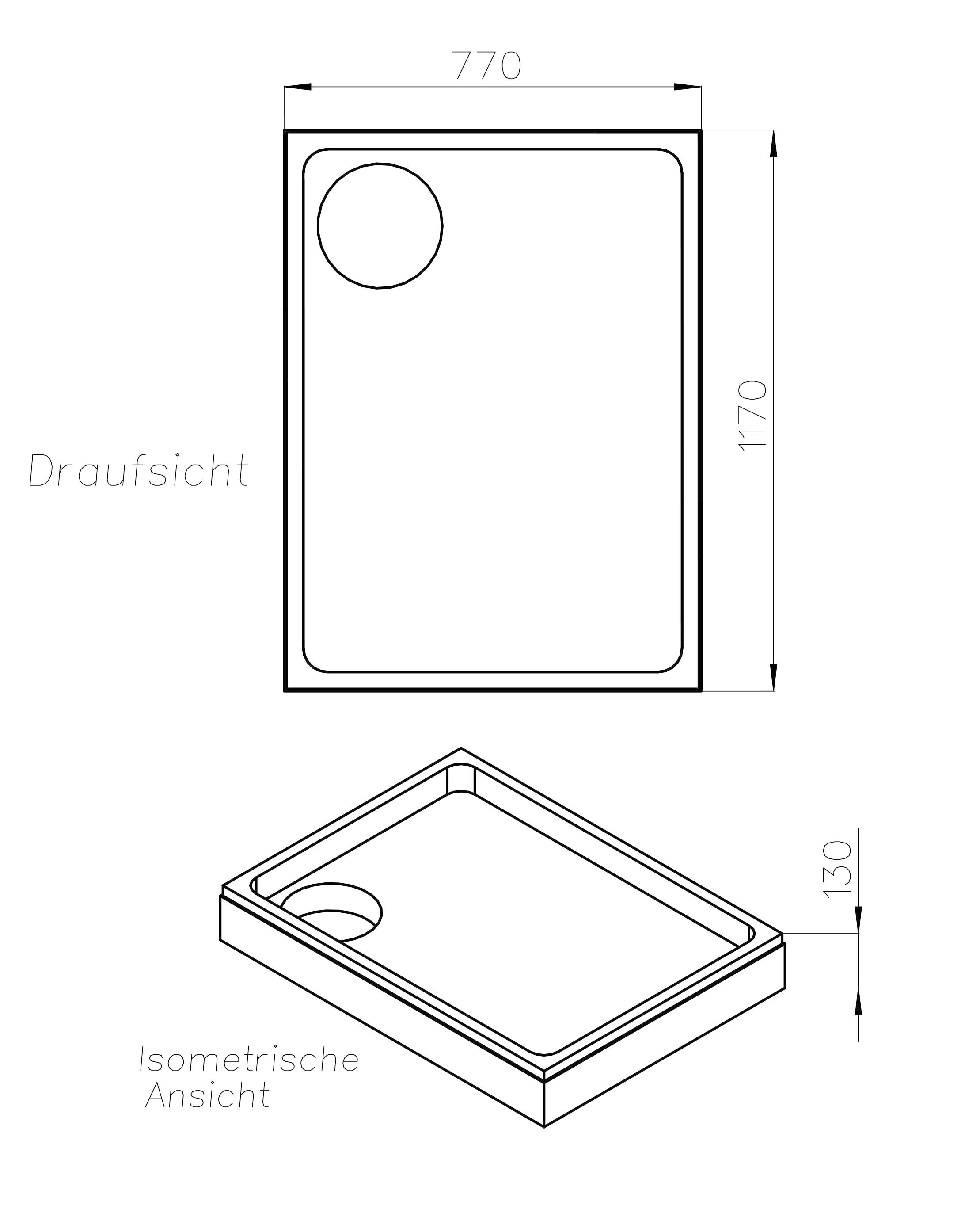 OTTOFOND Duschwanne Set,  120x80x3 cm, mit Wannenträger, Ablaufgarnitur und Fugendichtband