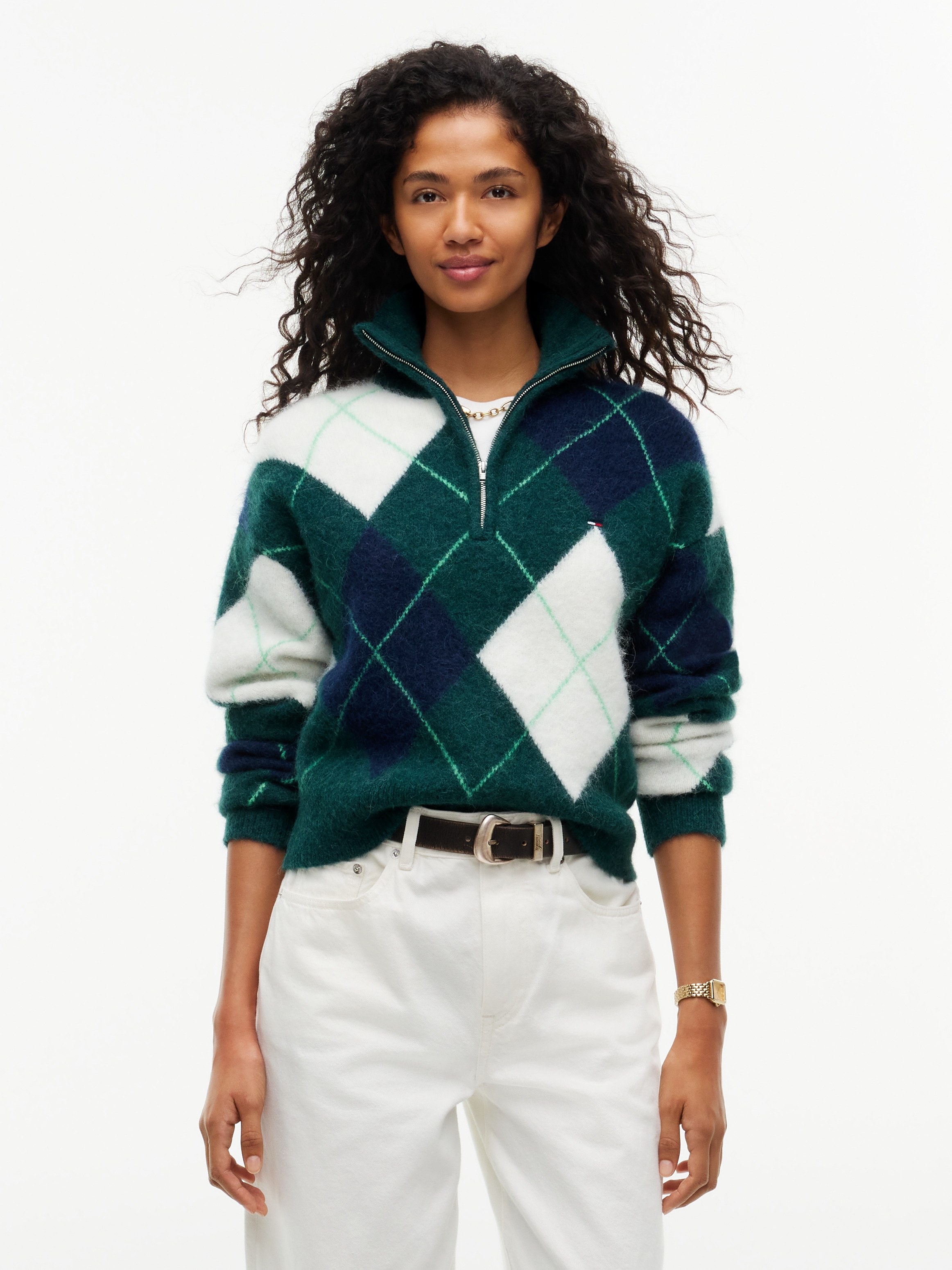 Tommy Jeans Troyer »TJW FLUFFY QUARTER ZIP SWEATER« aus einem Alpaka-Mix
