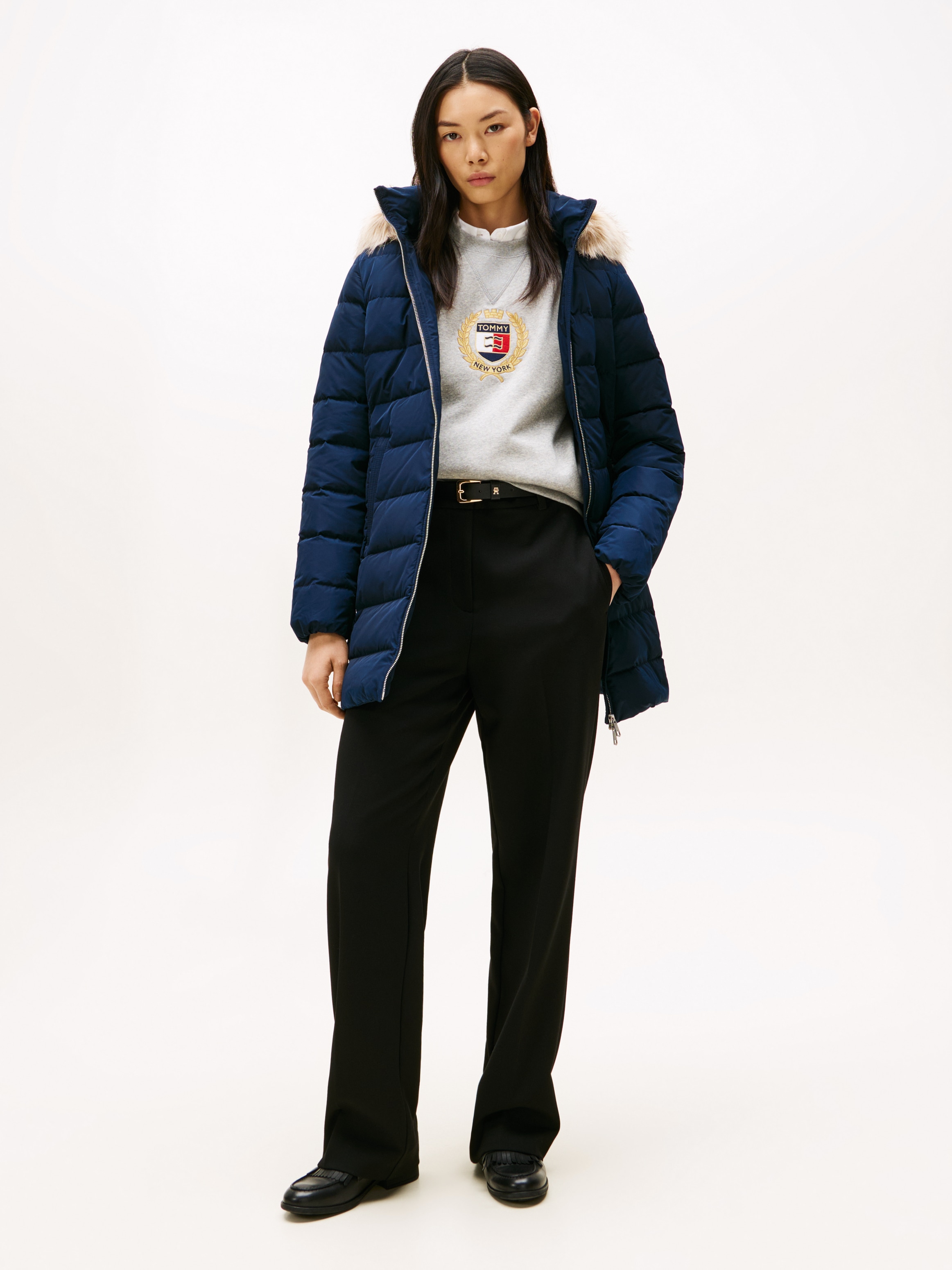 Tommy Hilfiger Manteau matelassé »MW DOWN SLIM COAT WITH FUR« mit Fellimitat