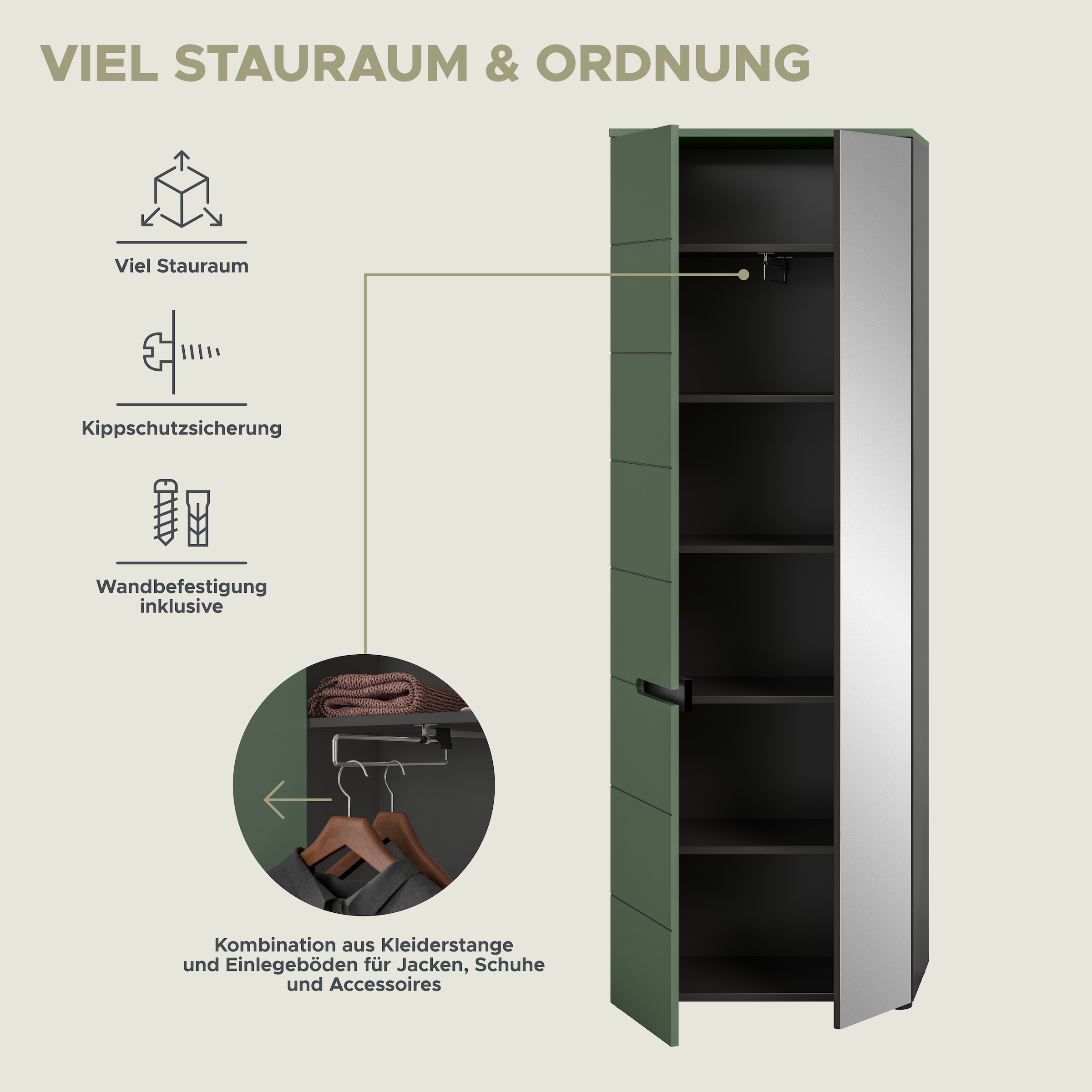 Home affaire Ensemble de vestiaires »REHAT, TOPSELLER!, 3-teilig, Breite 160 cm, individuell erweiterbar« Ensemble, bestehend aus: Garderobenschrank, Sitzbank und Paneel, 3 cuis tlg.