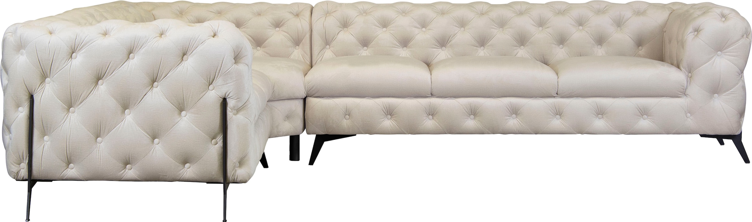 Home affaire Chesterfield-Sofa »Amaury L-Form« grosses Ecksofa, Chesterfield-Optik, Breite 323 cm, Fussfarbe wählbar