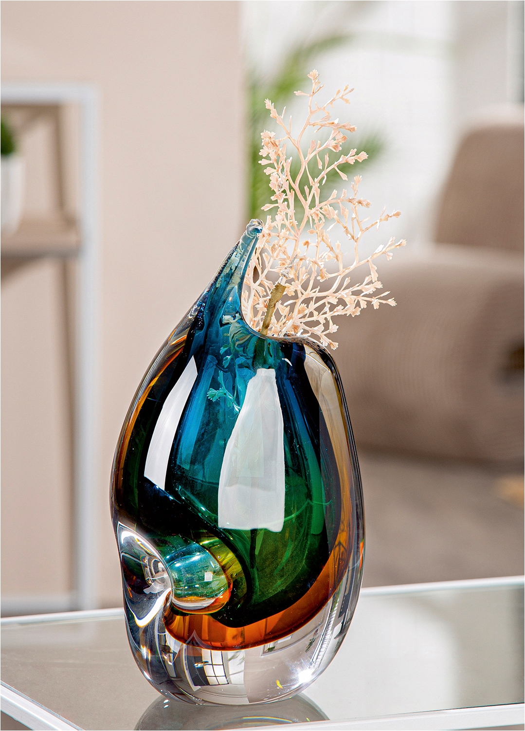 GILDE Vase de table »Vase Dario mehrfarbig H. 23,5 cm« Vase, verre, moderne, intemporel, décoration de table, vase au sol, idée cadeau
