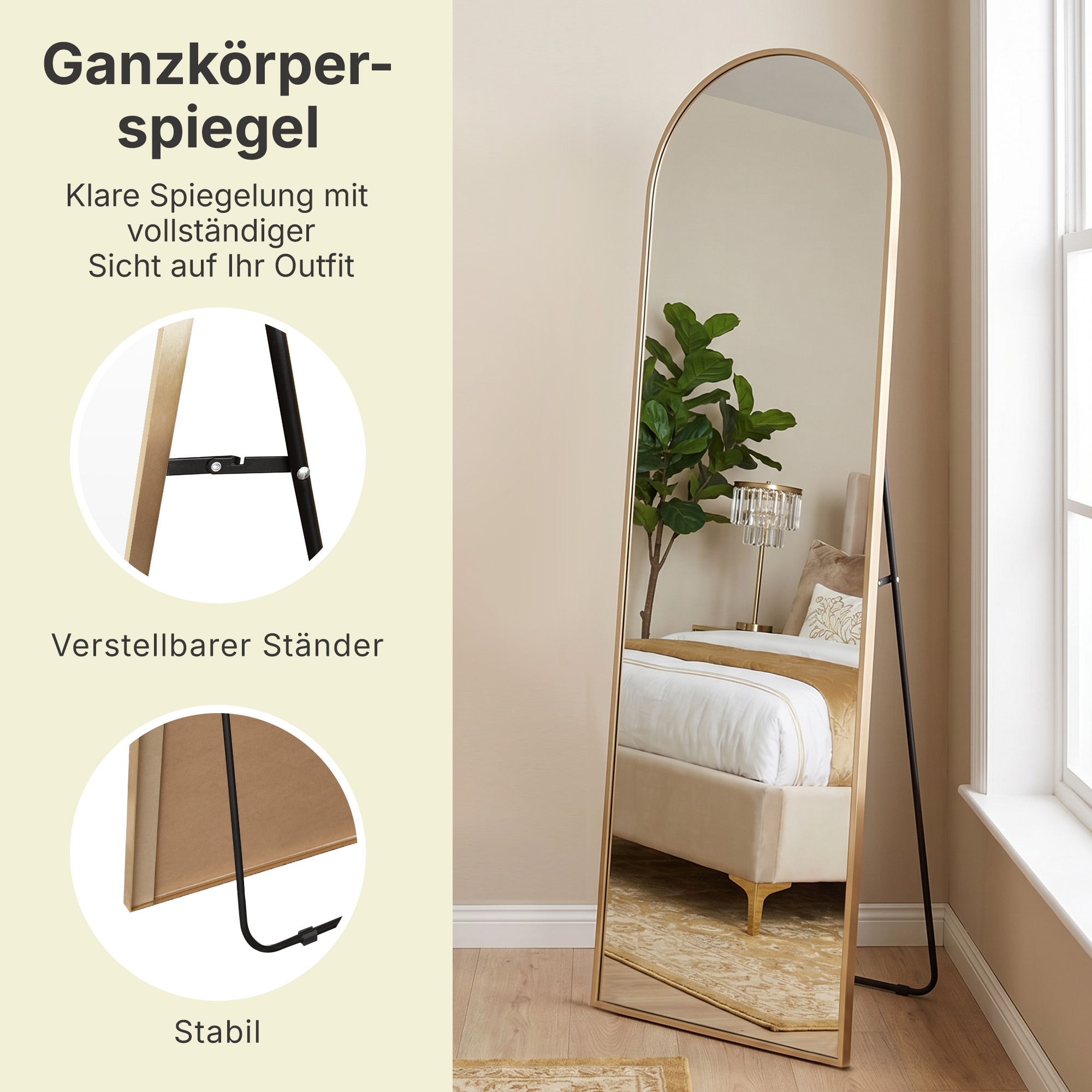 GOODproduct Spiegel »Standspiegel Addrik, wahlweise in 2 Grössen 150x40cm oder 180x60cm« Ganzkörperspiegel mit Sicherheitsglas, in verschiedenen Farben