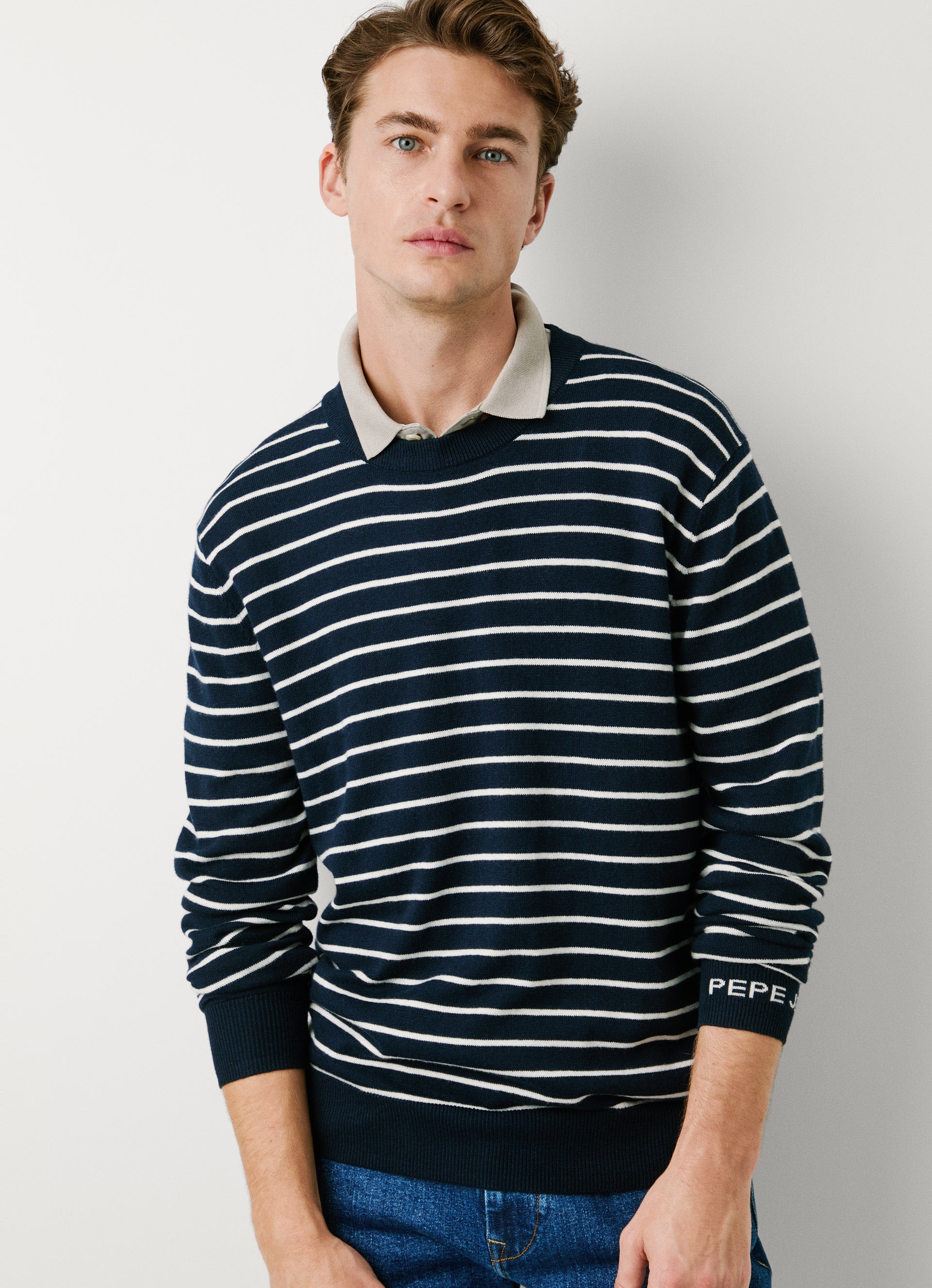 Pepe Jeans Pull à col rond »ANDRE STRIPES« mit Kaschmir-Anteil, gestreift