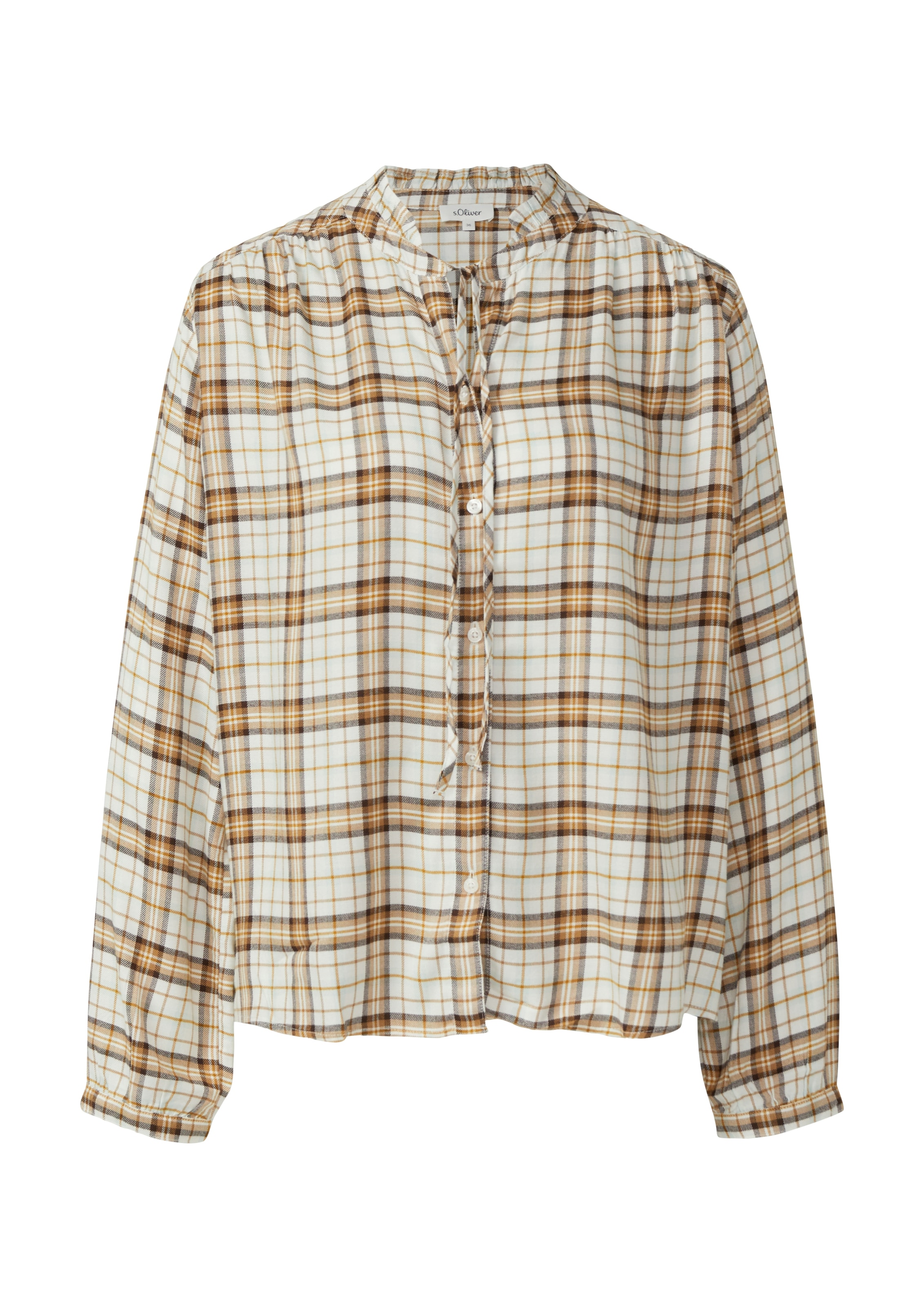 s.Oliver Blouse à carreaux mit verspielten Details, Relaxed Fit