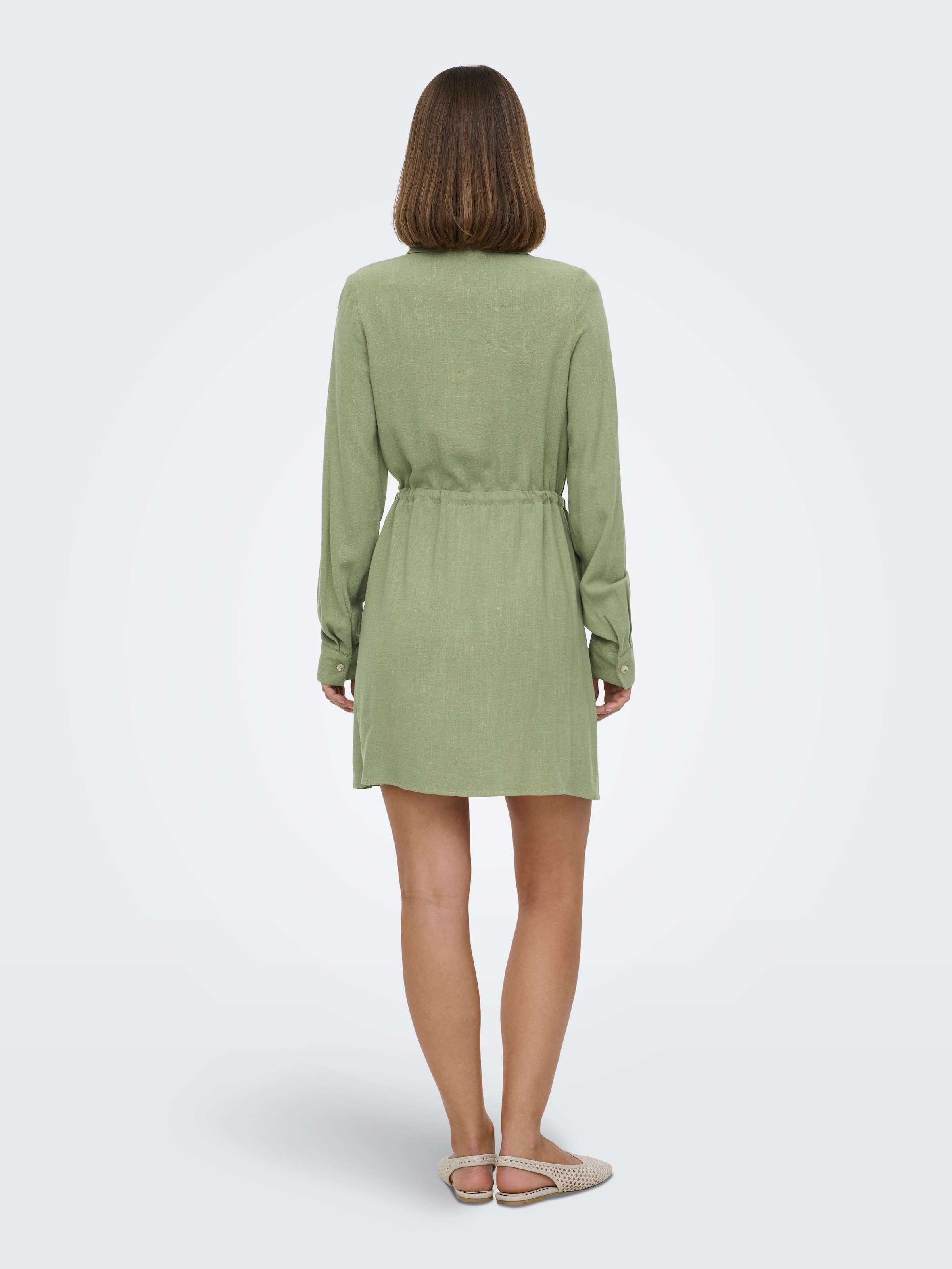 ONLY Robe chemisier »ONLSIESTA L/S LINEN BL SHIRT DRESS PNT« mélange viscose, coupe régulière, avec lin