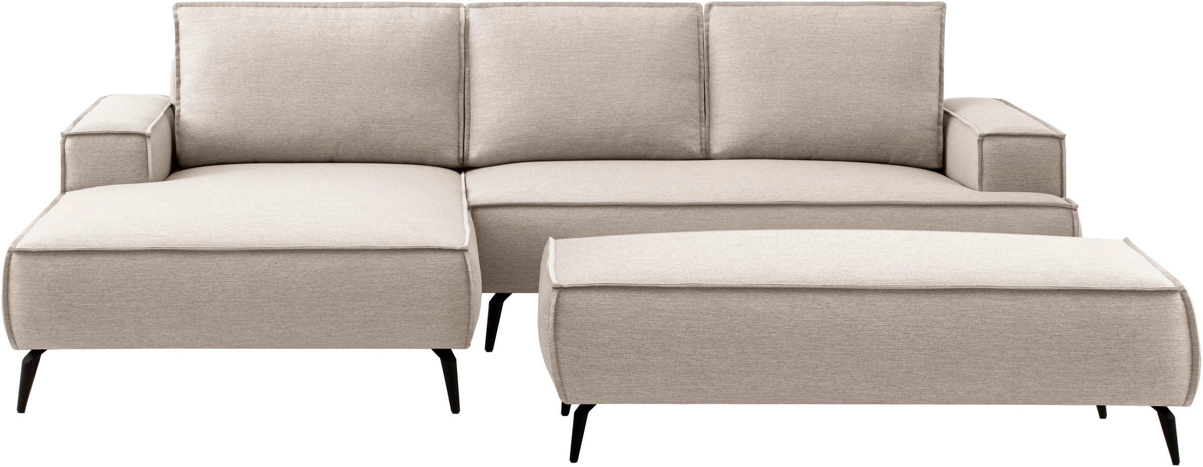 Home affaire Sitzgruppe »TVINNU, Polsterecke L-Form, Schlaffunktion, mit Hocker« Set,  Set, stellbar zum Schlafsofa (Krokodilverbinder)