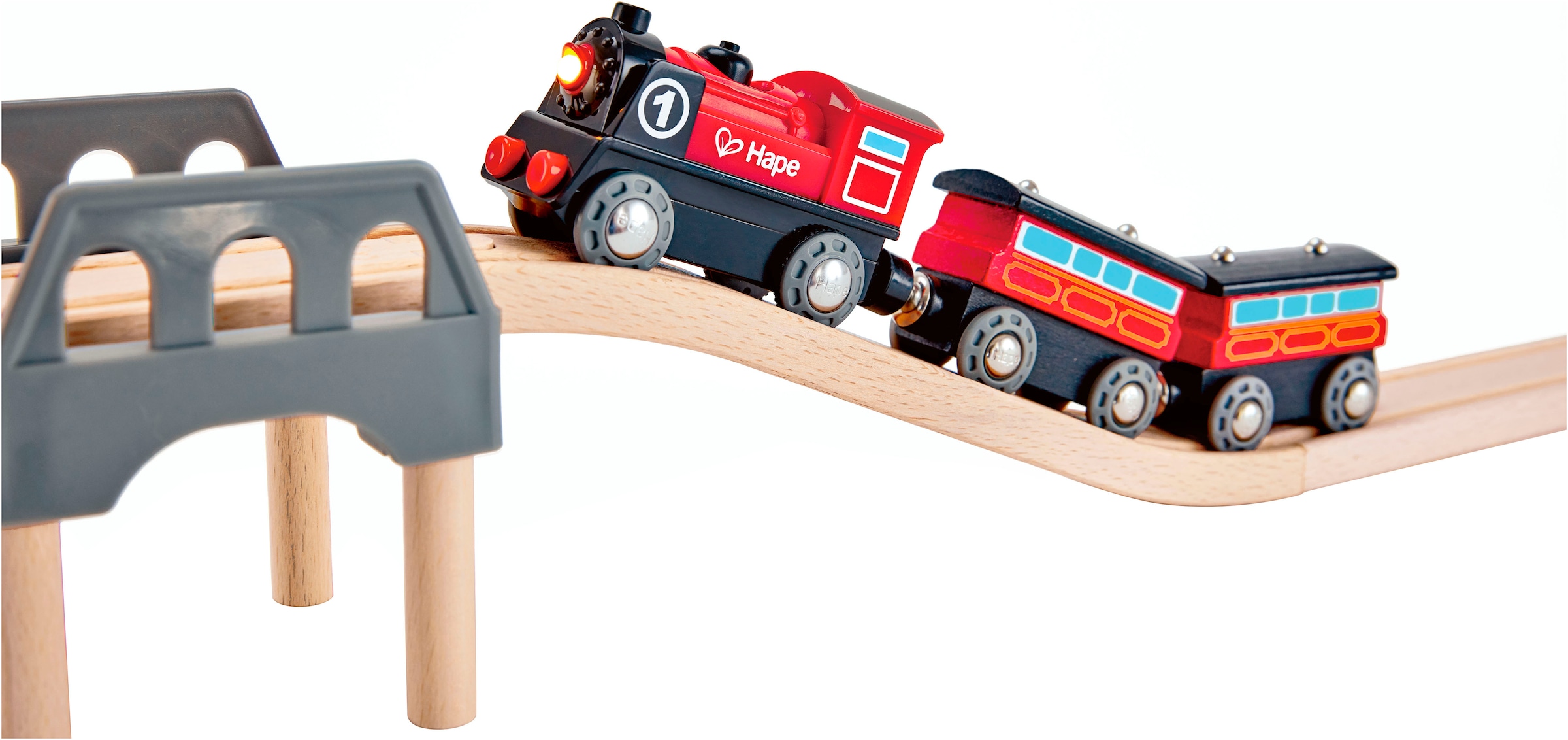 Hape Locomotive de train jouet »Batteriebetriebene Lokomotive Nr. 1« mit Licht- und Soundeffekt