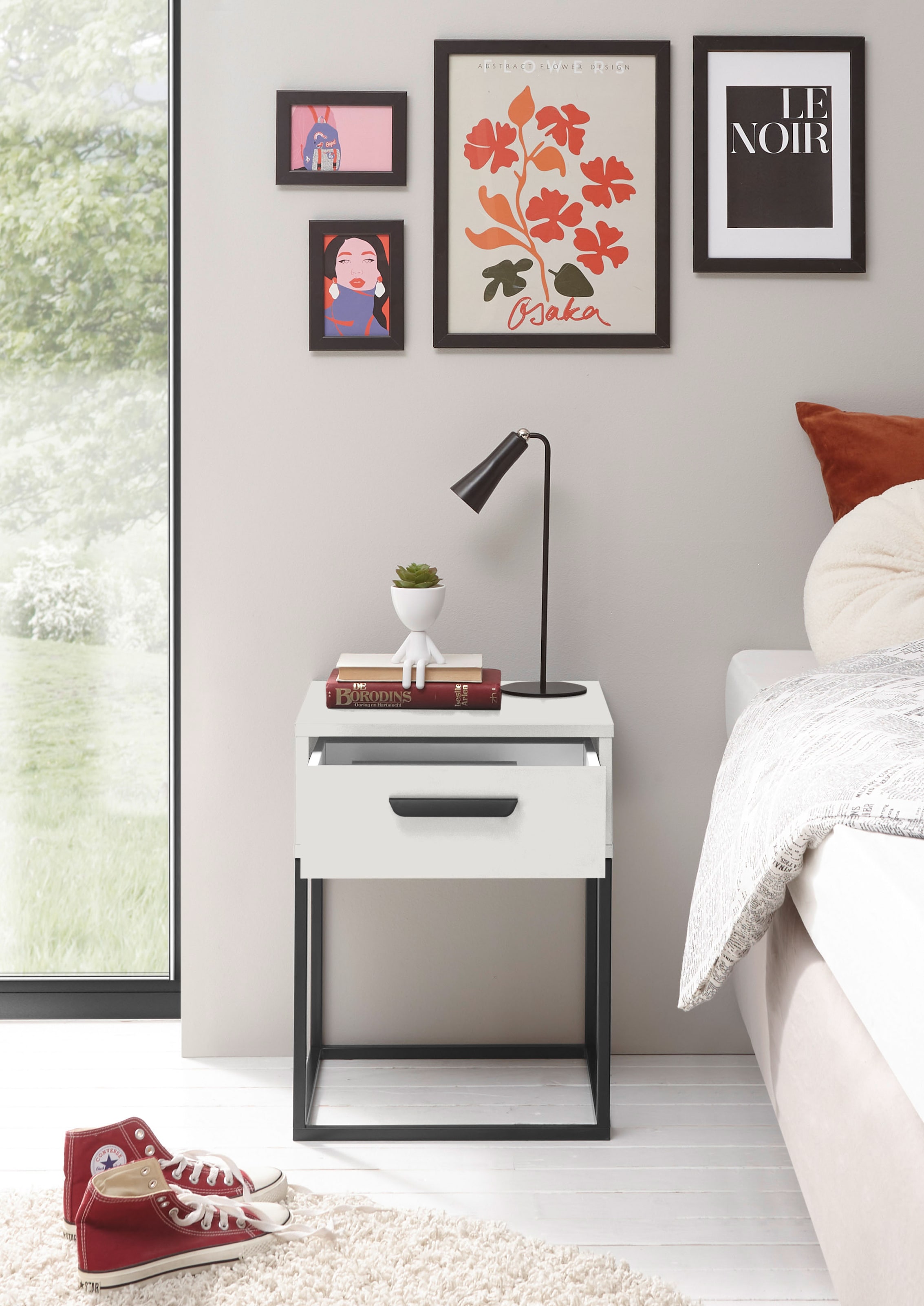 Schlafkontor Table de nuit »Suna Kommode, Nachttisch, Nachtschrank« auf Metallgestell