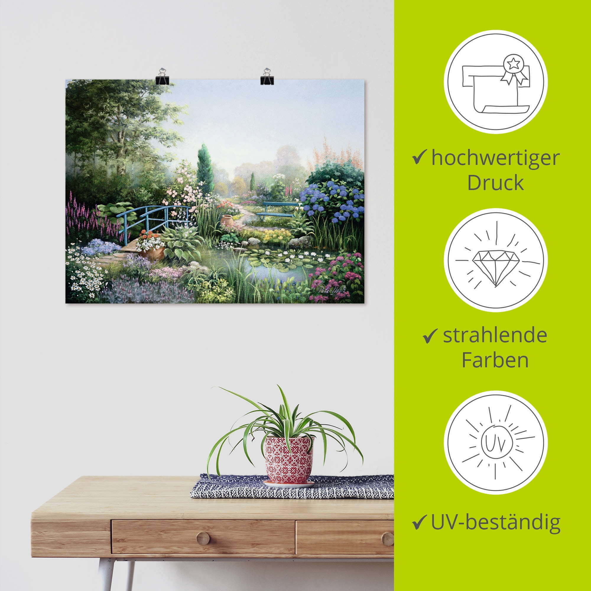 Artland Wandbild »Brücke der Liebe« Garten 1 Stk. tlg. als Leinwandbild, Poster in verschied. Grössen