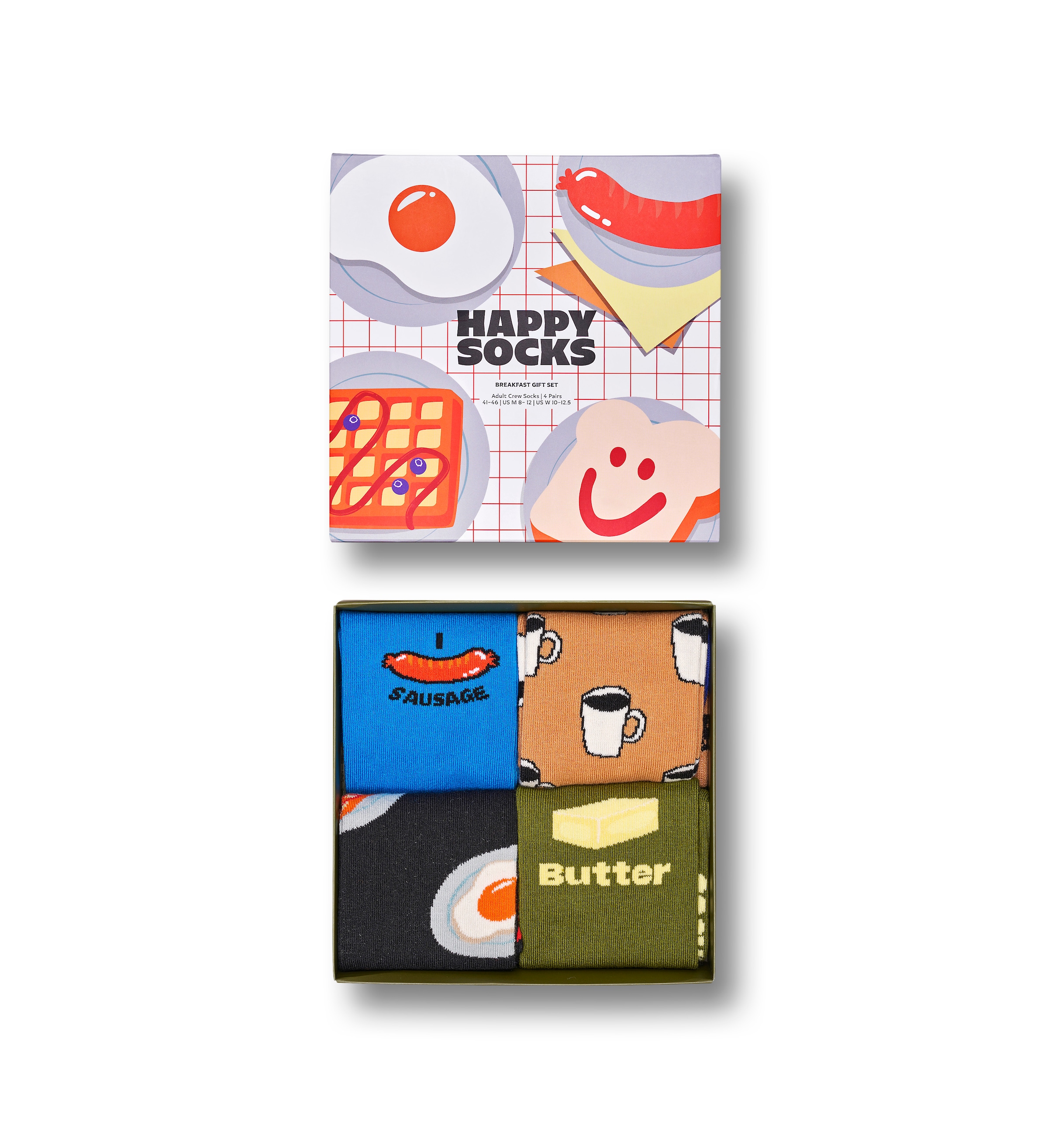 Happy Socks Chaussettes longues 4er Pack,  mit lustigen Frühstücksmotiven