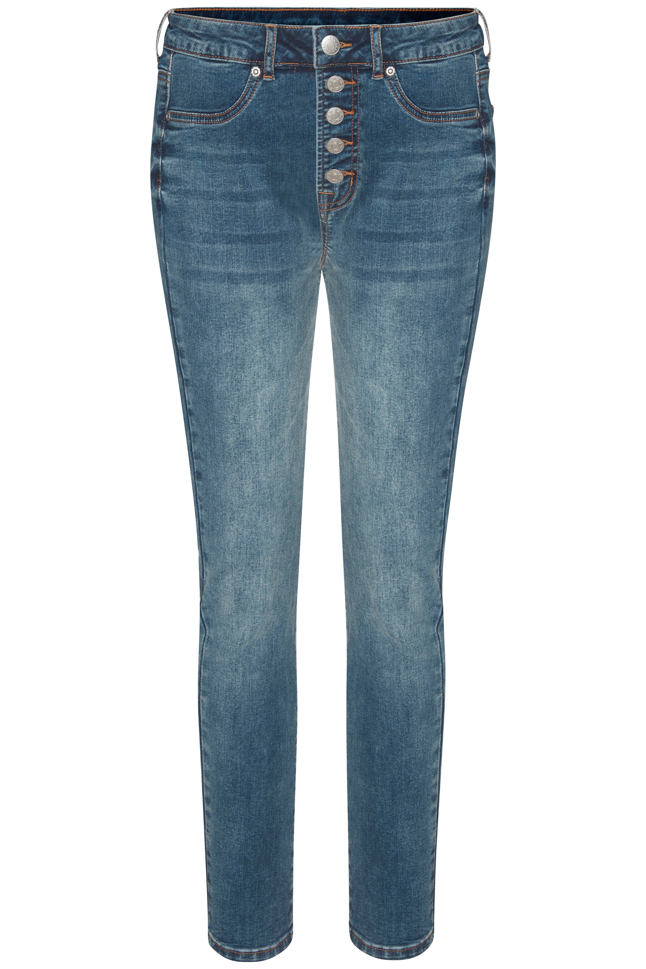 LASCANA Jeans taille haute mit sichtbarer Knopfleiste und Stretch-Anteil, Skinny, High Waist