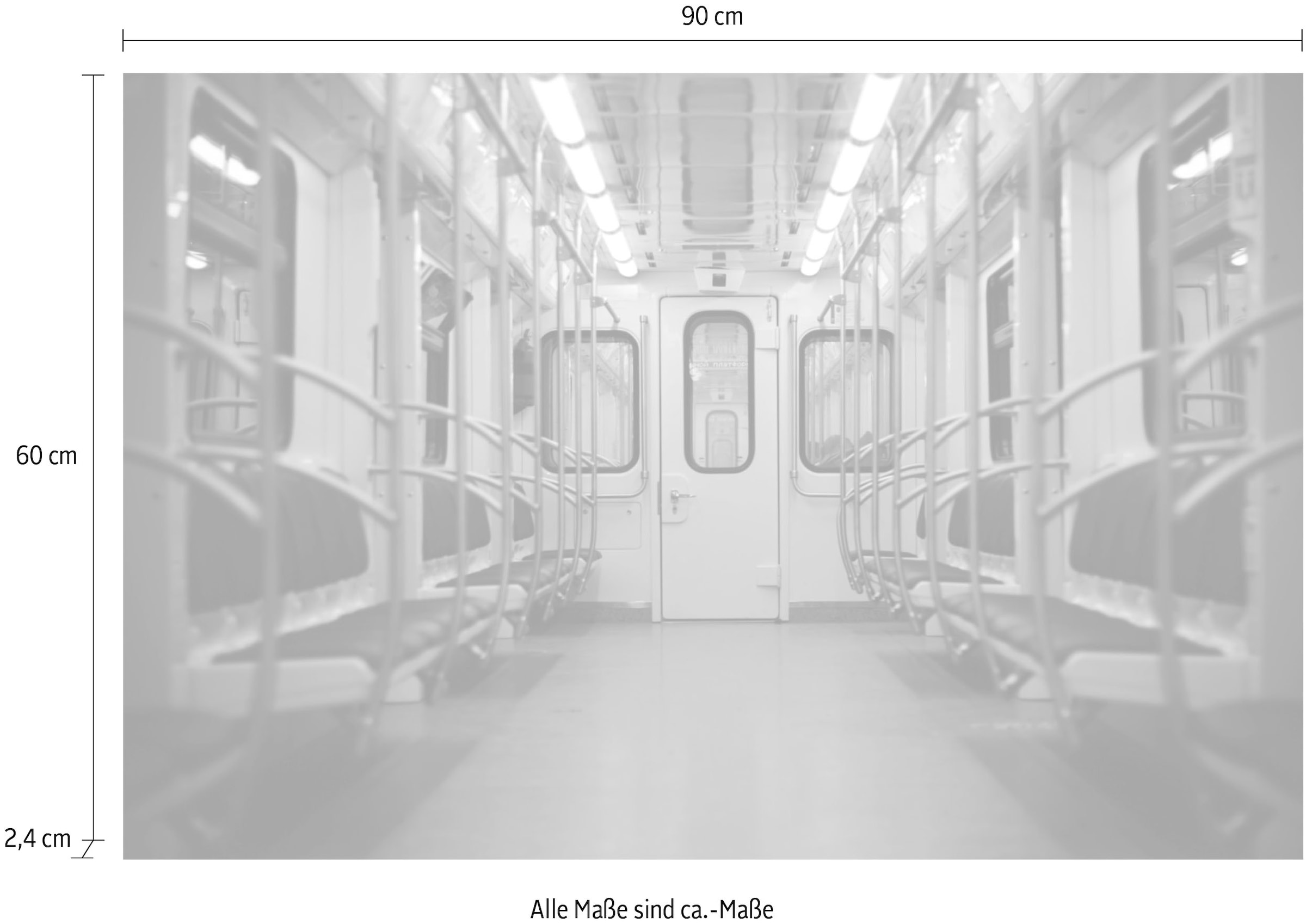 queence Tableau en verre acrylique »Zug von innen« Fine Art-Print in Galeriequalität