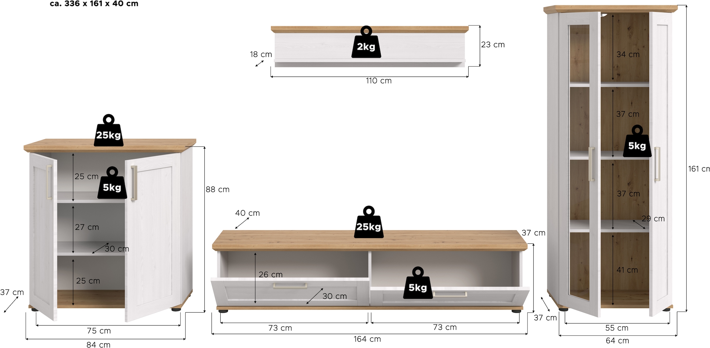 Home affaire Wohnwand »Cosenza« Set, 4 Stk. tlg.