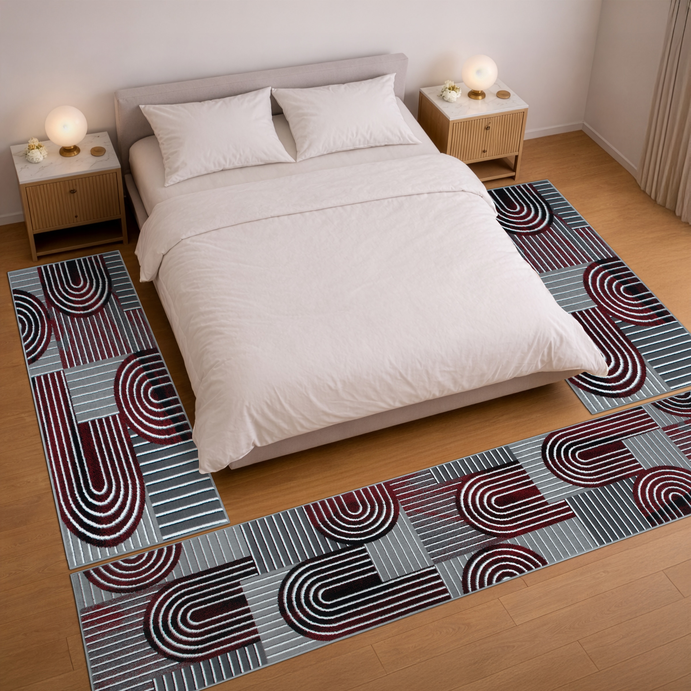 GOODproduct Bettumrandung »Lyssandra« Höhe 8 mm 3 tlg. tlg. 3D-Effekt, softer Kurzflor, pflegeleicht, leichter Glanz, Scandi-Look