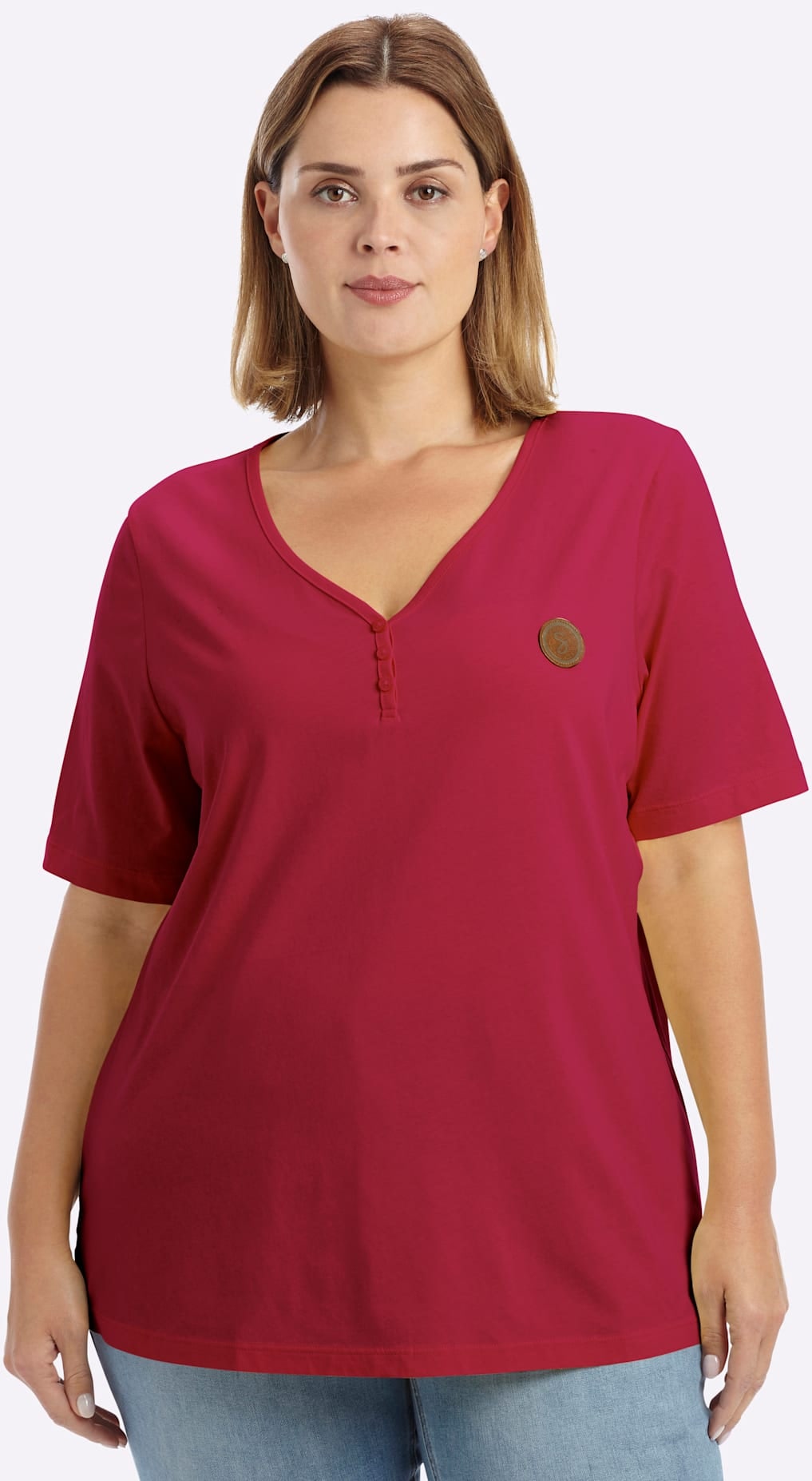 Sheego V-Shirt »Kurzarm-Shirt« 1
