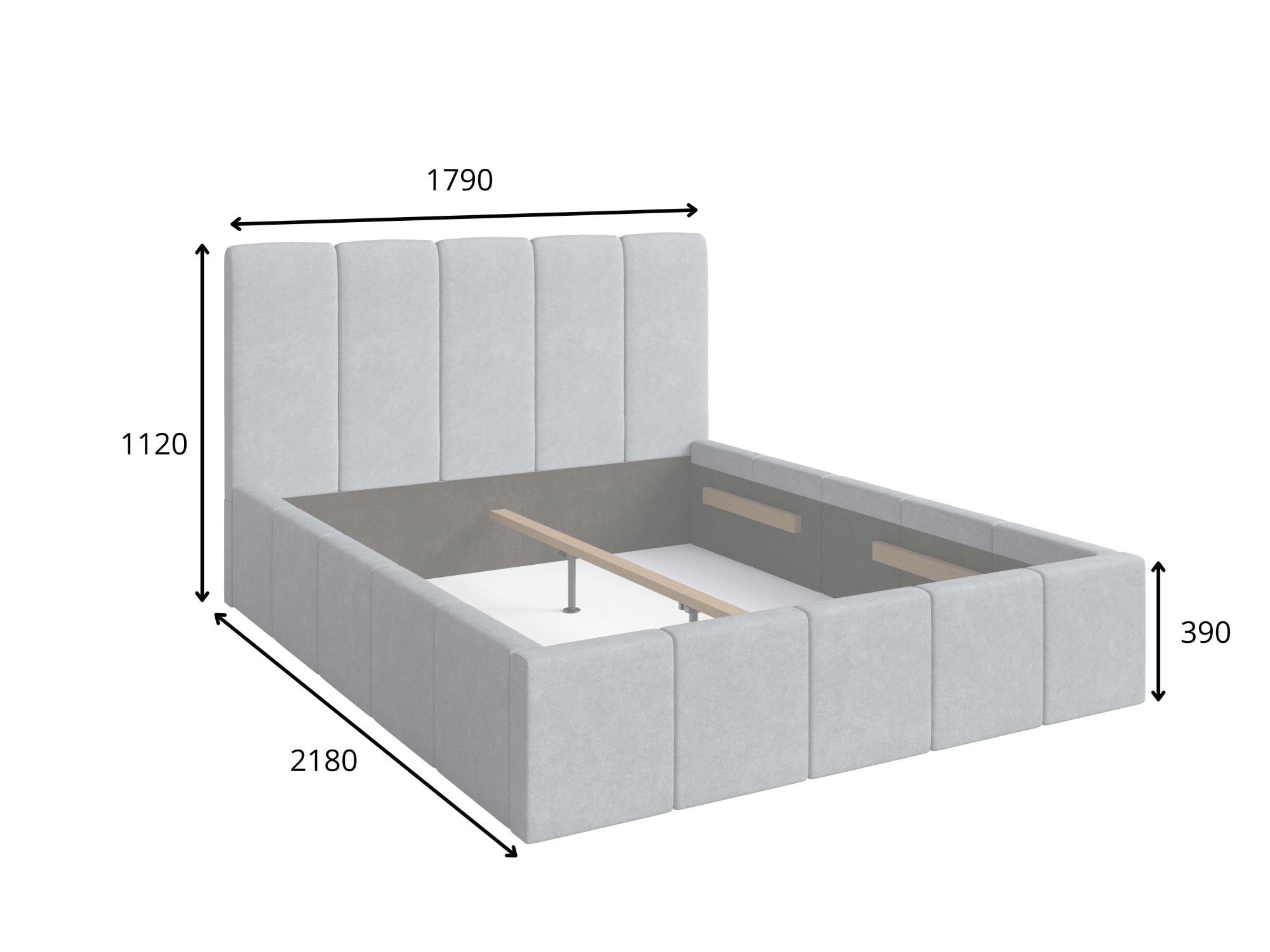 Home affaire Lit rembourré »ANCIER wahlweise mit/ohne Bettkasten, Breite Liegefläche 160 cm« Stauraumbett, Doppelbet mit Kopfteil, ohne Matratze, 179/218/112 cm