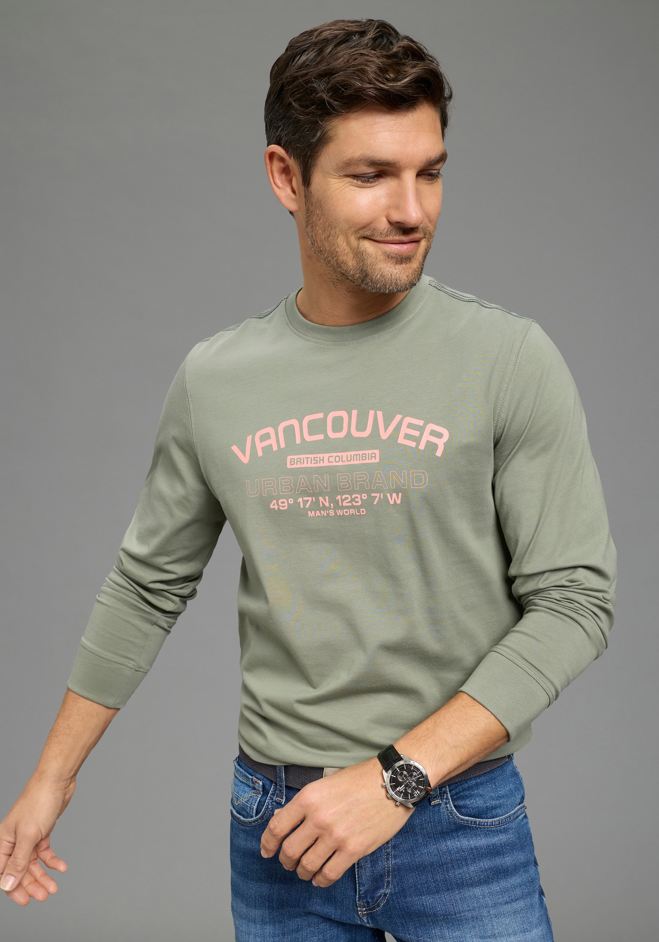 Man's World T-shirt à manches longues »Neue Kollektion!« casual Stil, Langarm, schmale Passform