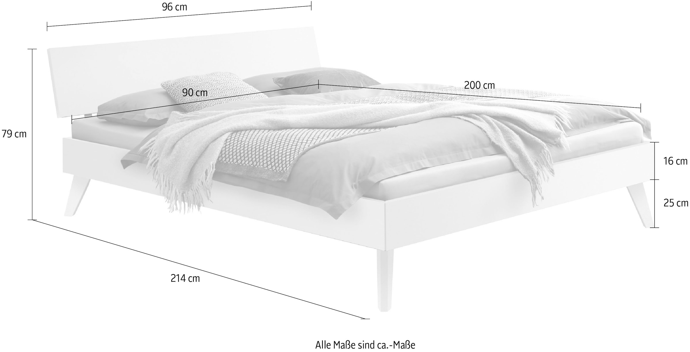 HASENA Lit en bois »Ancona« hauteur du pied 25 cm