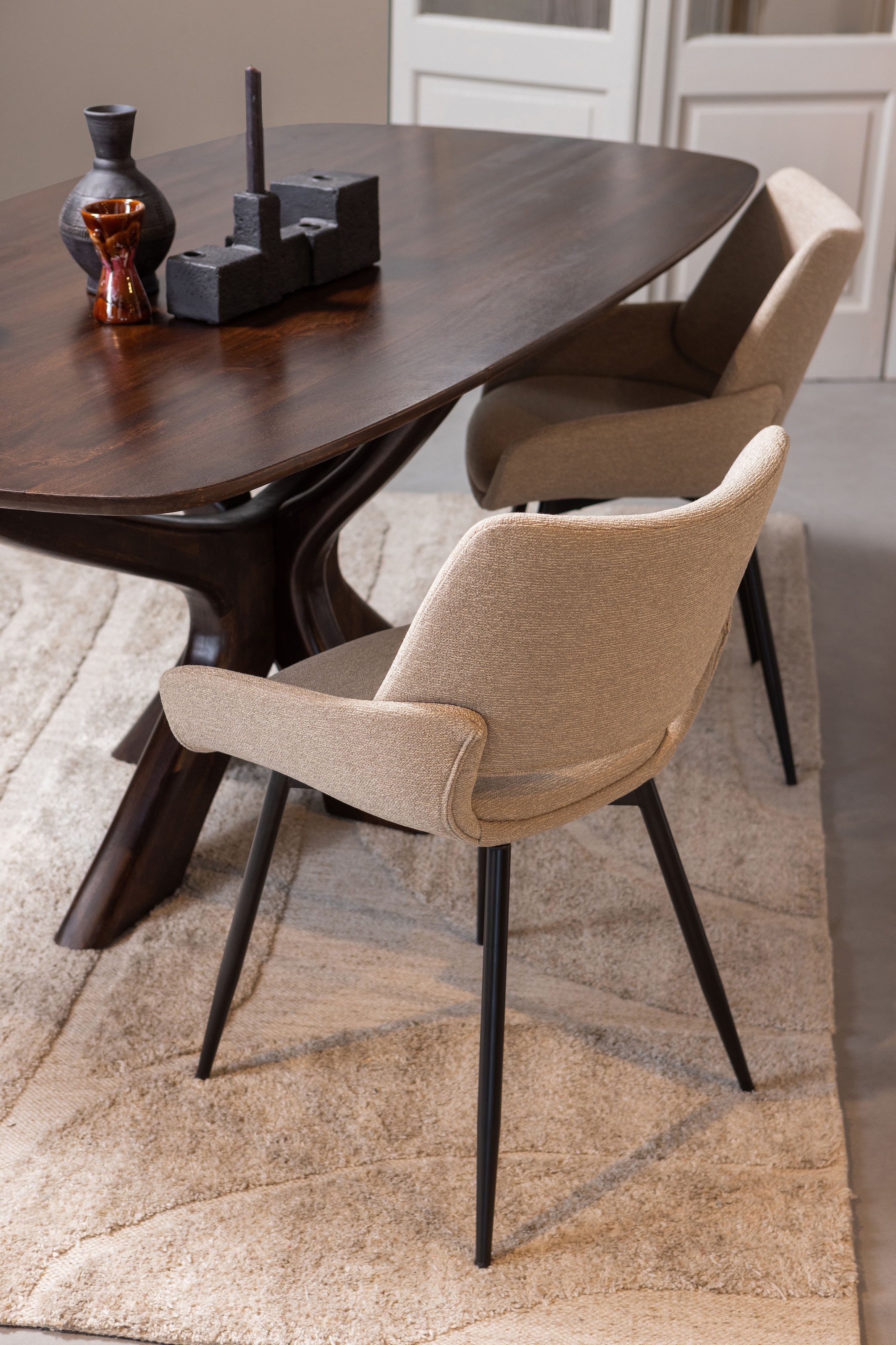 WOOOD Chaise de salle à manger »Parade mit konischen Metallbeinen und Melange-Bezug B58 x T55 x H83 cm« (Ensemble) 2 cuistrès grande résistance à l'usure, en forme de coque, capacité de charge 150 kg