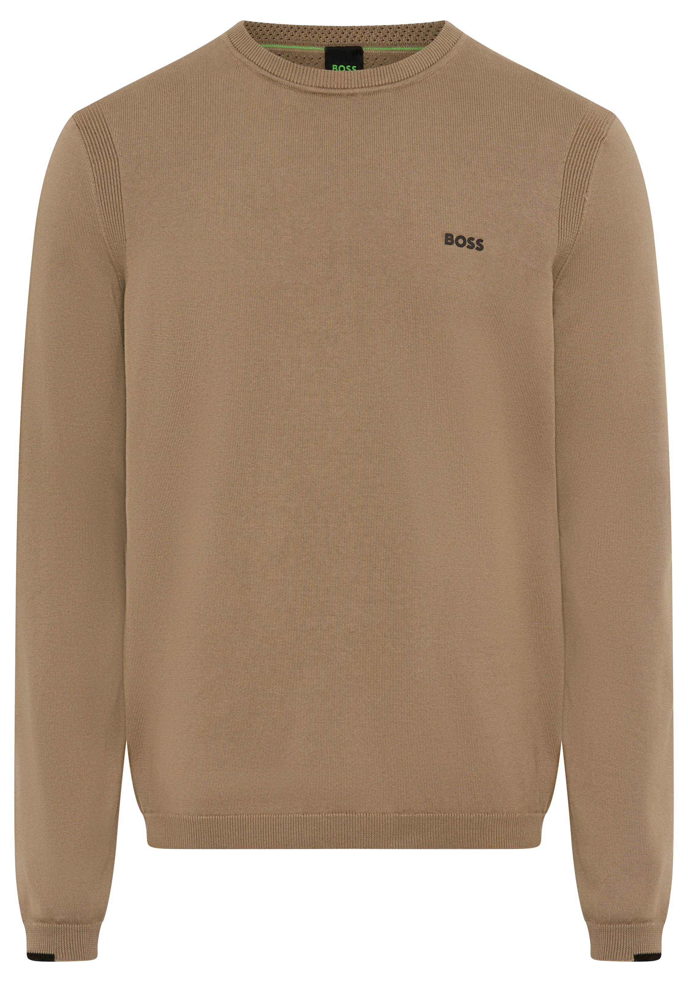 BOSS GREEN Strickpullover Rundhalsausschnitt, Regular Fit, Logo-Print