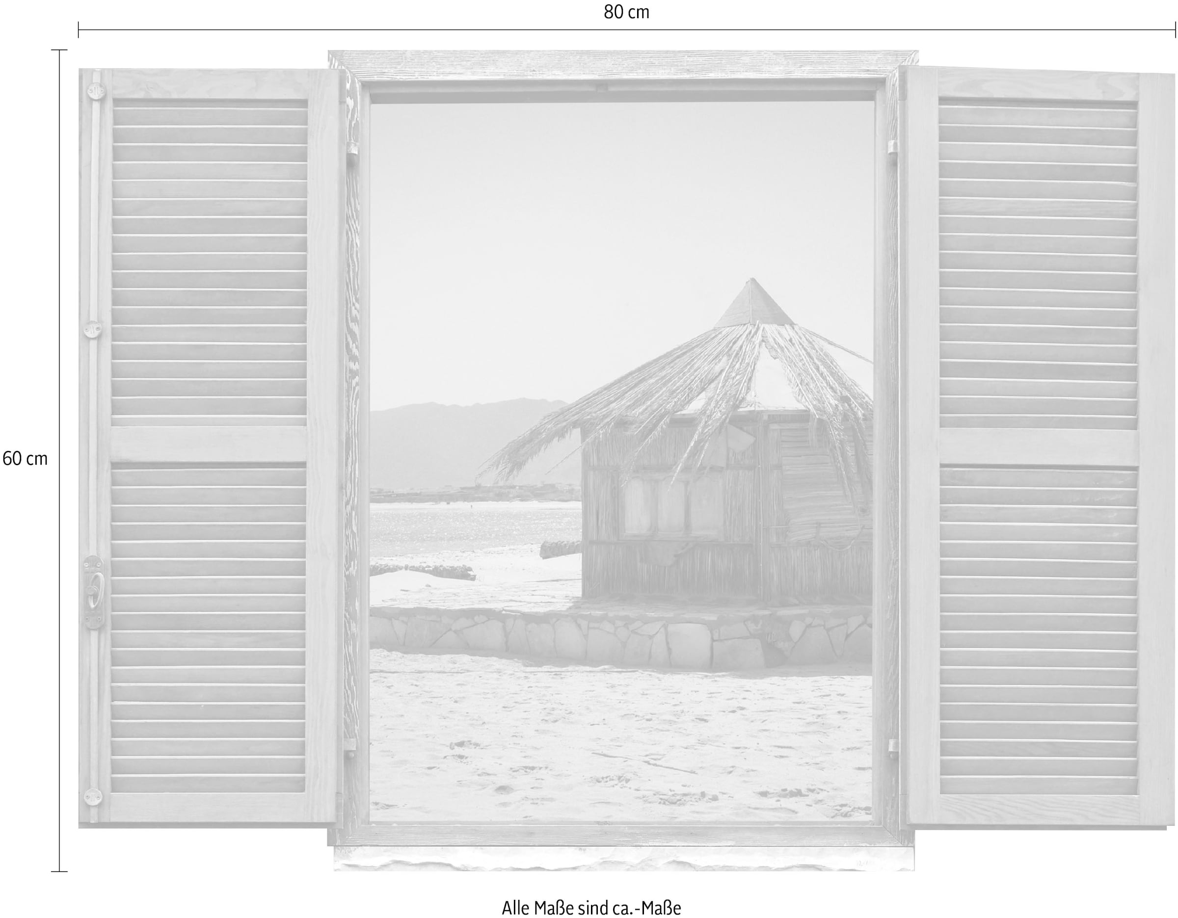 queence Wandtattoo »Hütte am Meer« Wandsticker, Wandbild, selbstklebend, 3D, Fenster