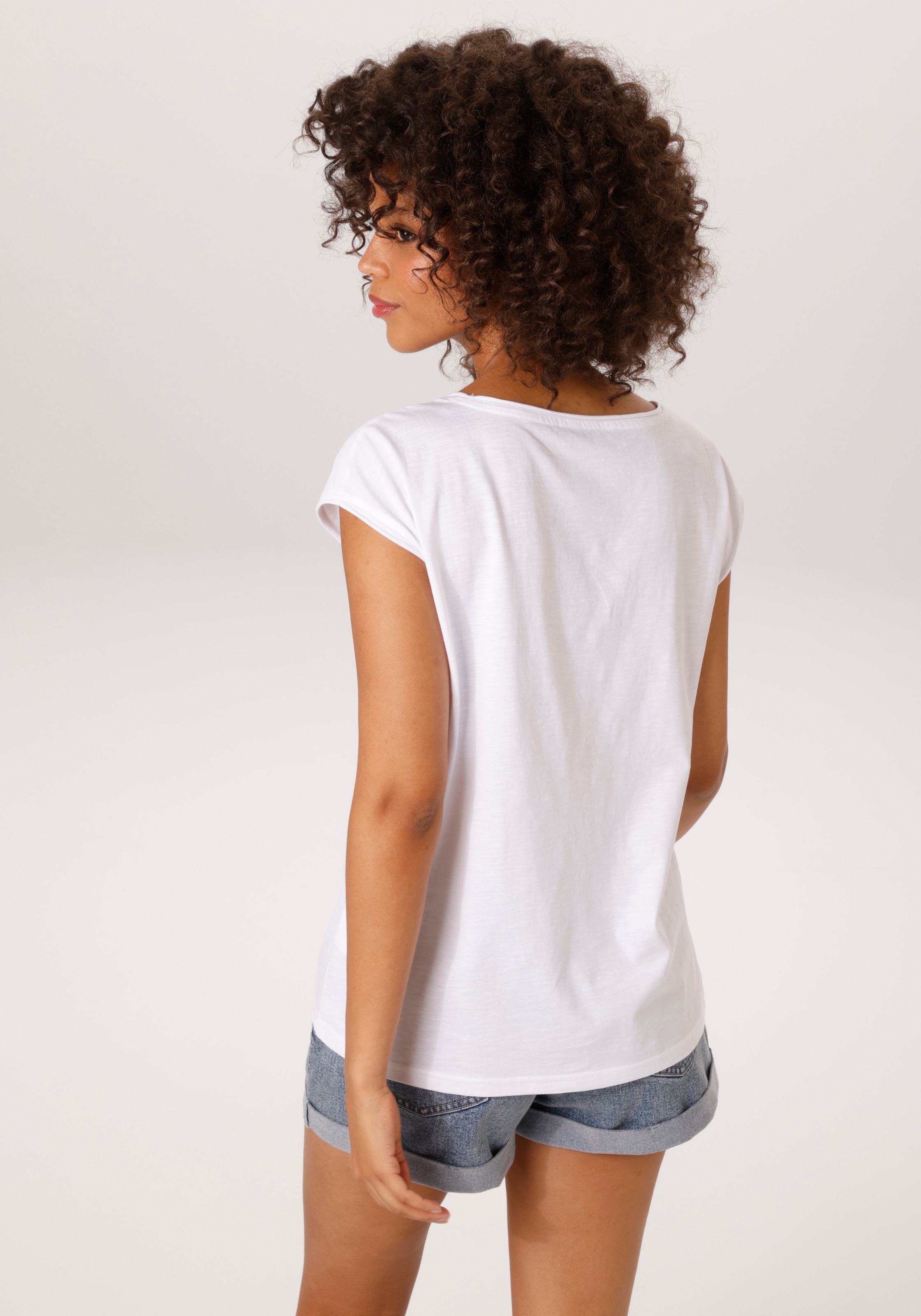 Aniston CASUAL T-Shirt mit coolem Teddybär Frontdruck - NEUE KOLLEKTION