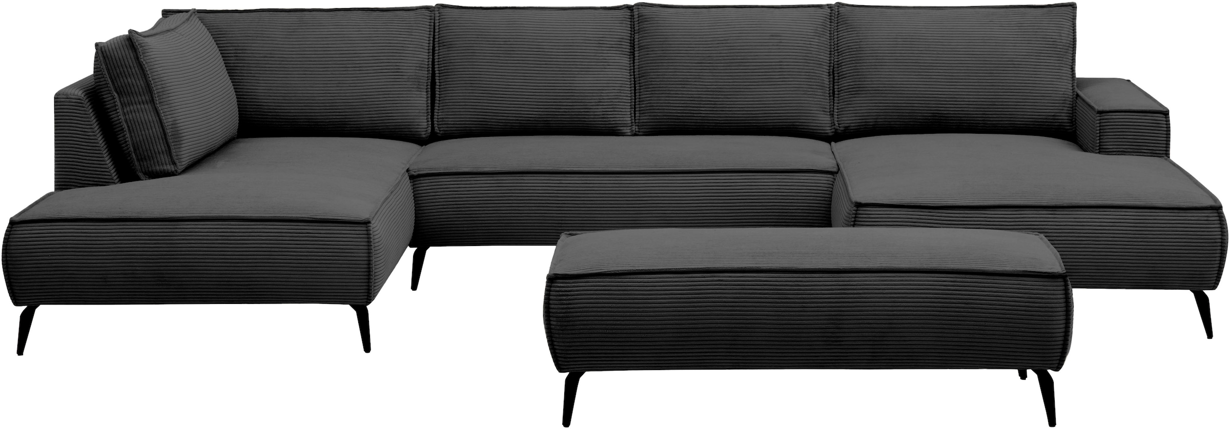 Home affaire Paysage de salon »mit Hocker, TVINNU, moderne U-Form in Cord oder Leinenoptik« Recamiere rechts/links, stellbar zum Schlafsofa (Krokodilverbinder)