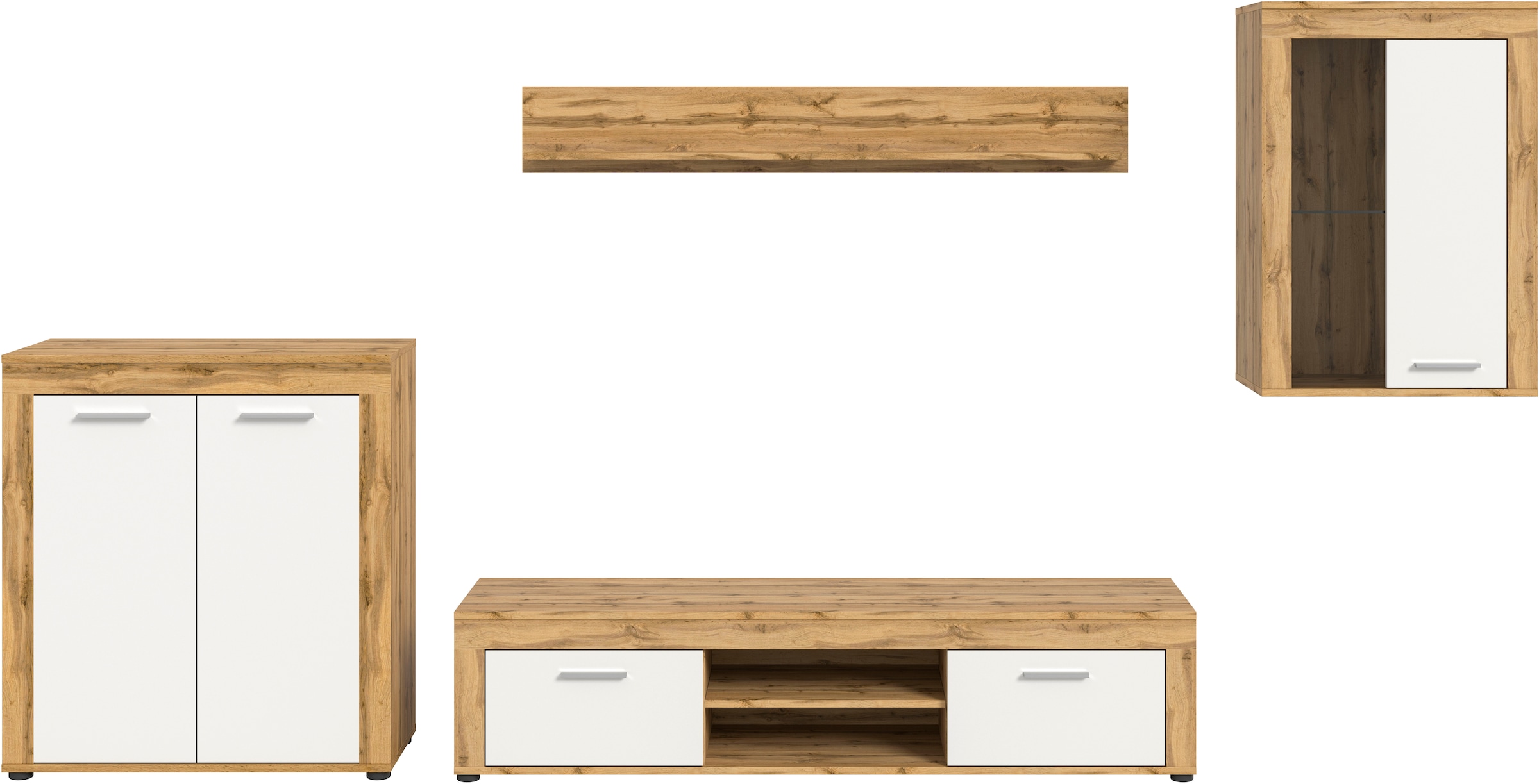 INOSIGN Meuble mural »Aosta,  4-tlg., best. aus: Highboard, Lowboard, Wandboard & Vitrine« 4 cuis tlg.