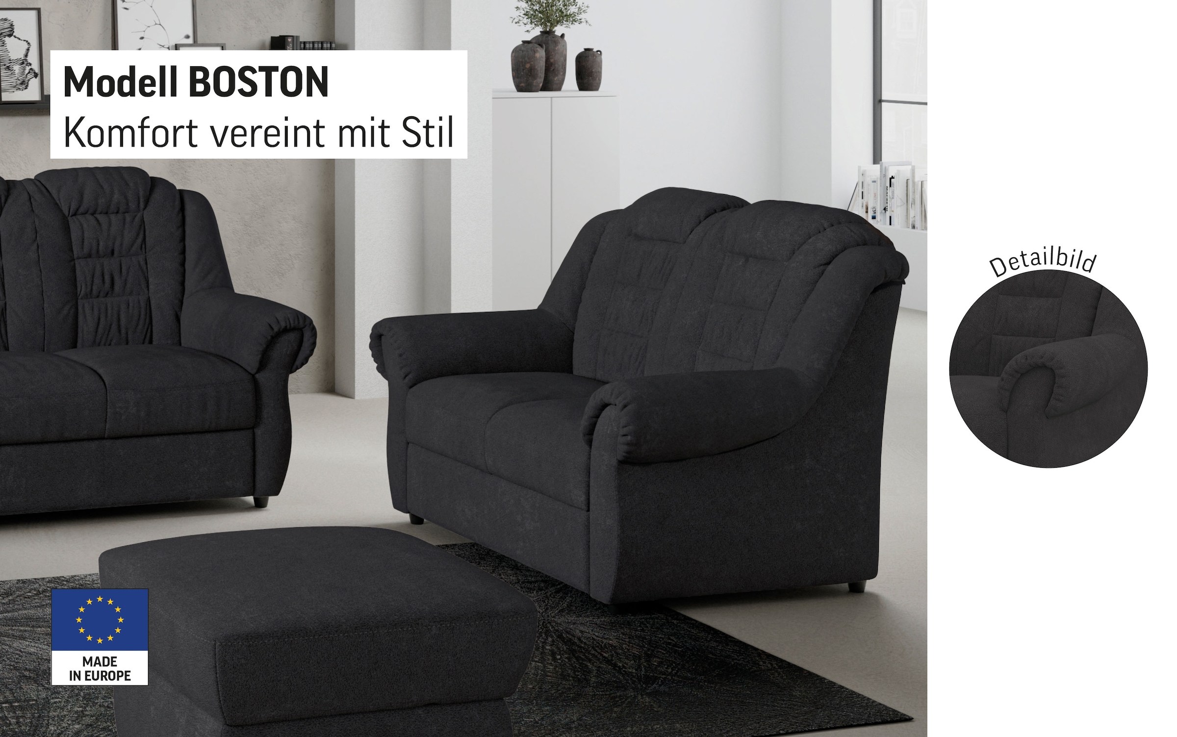 Home affaire 2-Sitzer »Boston« Sofa mit hoher Rückenlehne