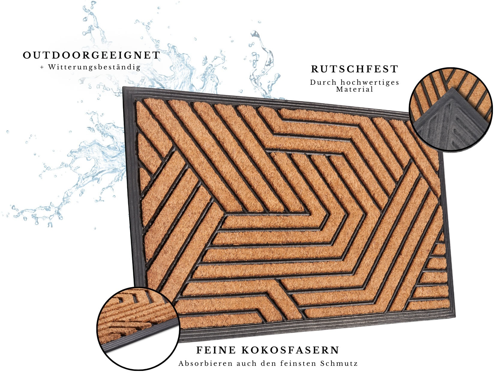 HANSE Home Fussmatte »Mix Mats  Gummi Kokos Labyrinth, Türmatte« rechteckig 20 mm Höhe Strapazierfähig, pflegeleicht, robust, wetterfest, UV-beständig