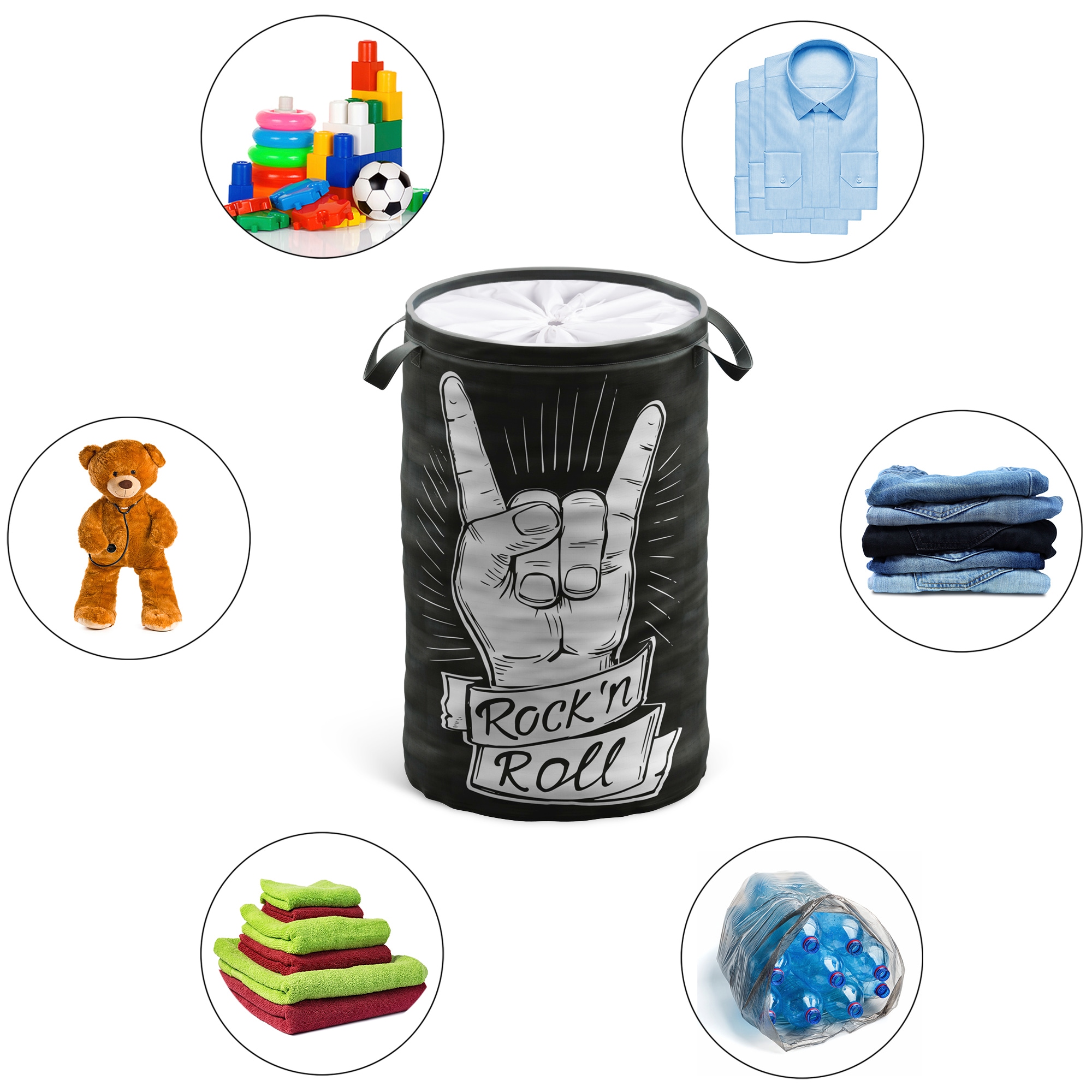 Sanilo Panier à linge »Rock ’n’ Roll« 60 Liter, faltbar, mit Sichtschutz