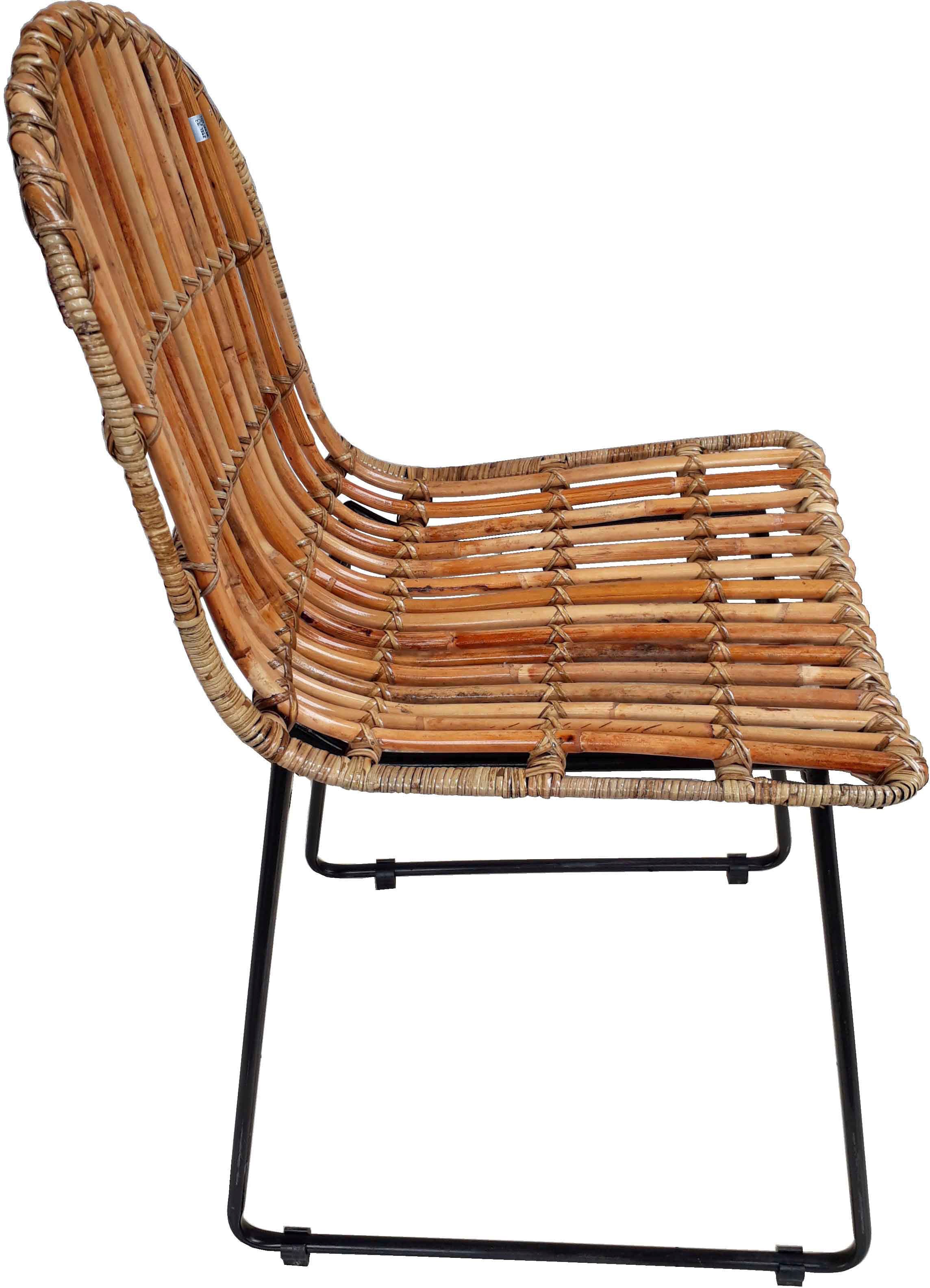 SIT Rattanstuhl »2er-Set T-Rattan Chair Natur Rattan Metall Schwarz« (Set) 2 Stk.2er Set Rattanstühle mit Metallgestell im modernen Naturdesign