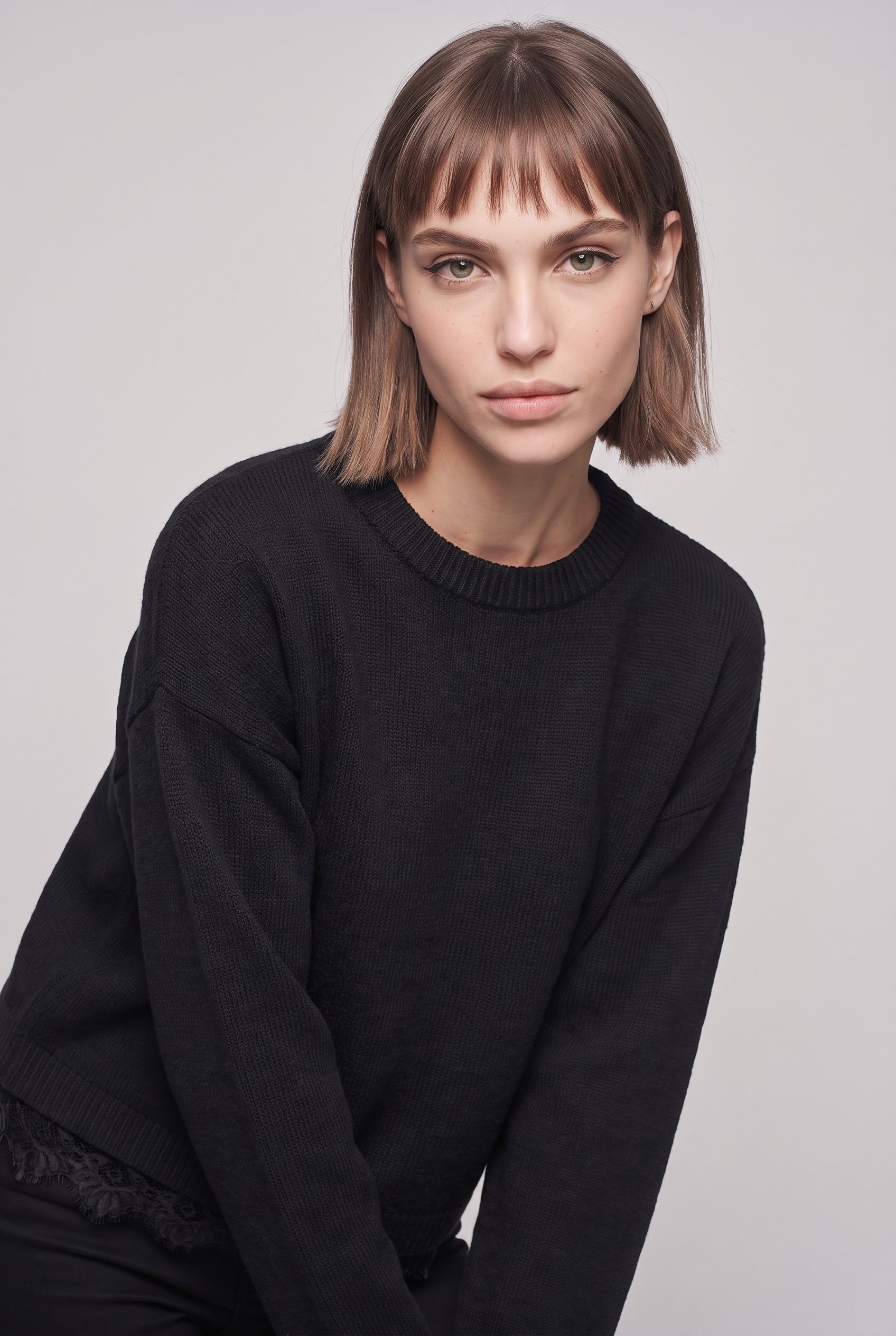 ONLY Pull en tricot »ONLALIVIA LS LACE O-NECK CS KNT« mélange de matériaux, coupe régulière