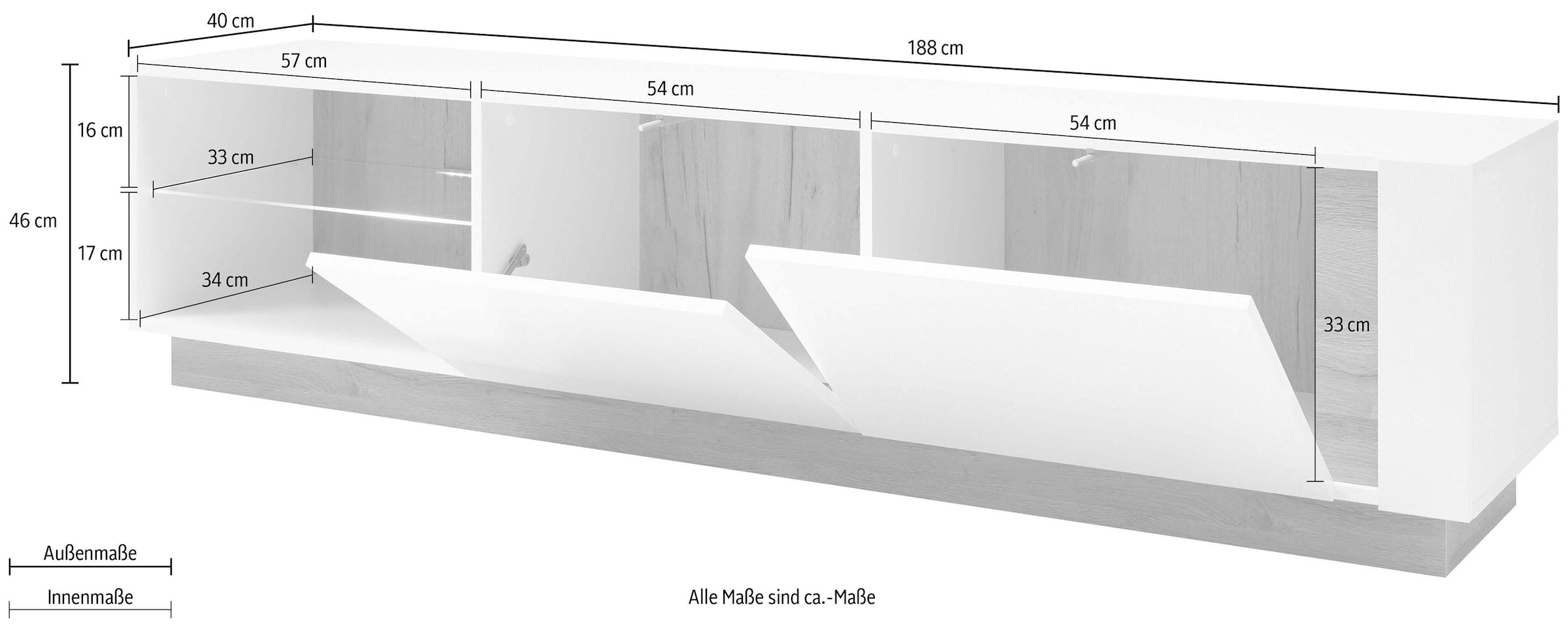 Home affaire Lowboard »CLAiR Lowboard 32« Breite 188 cm